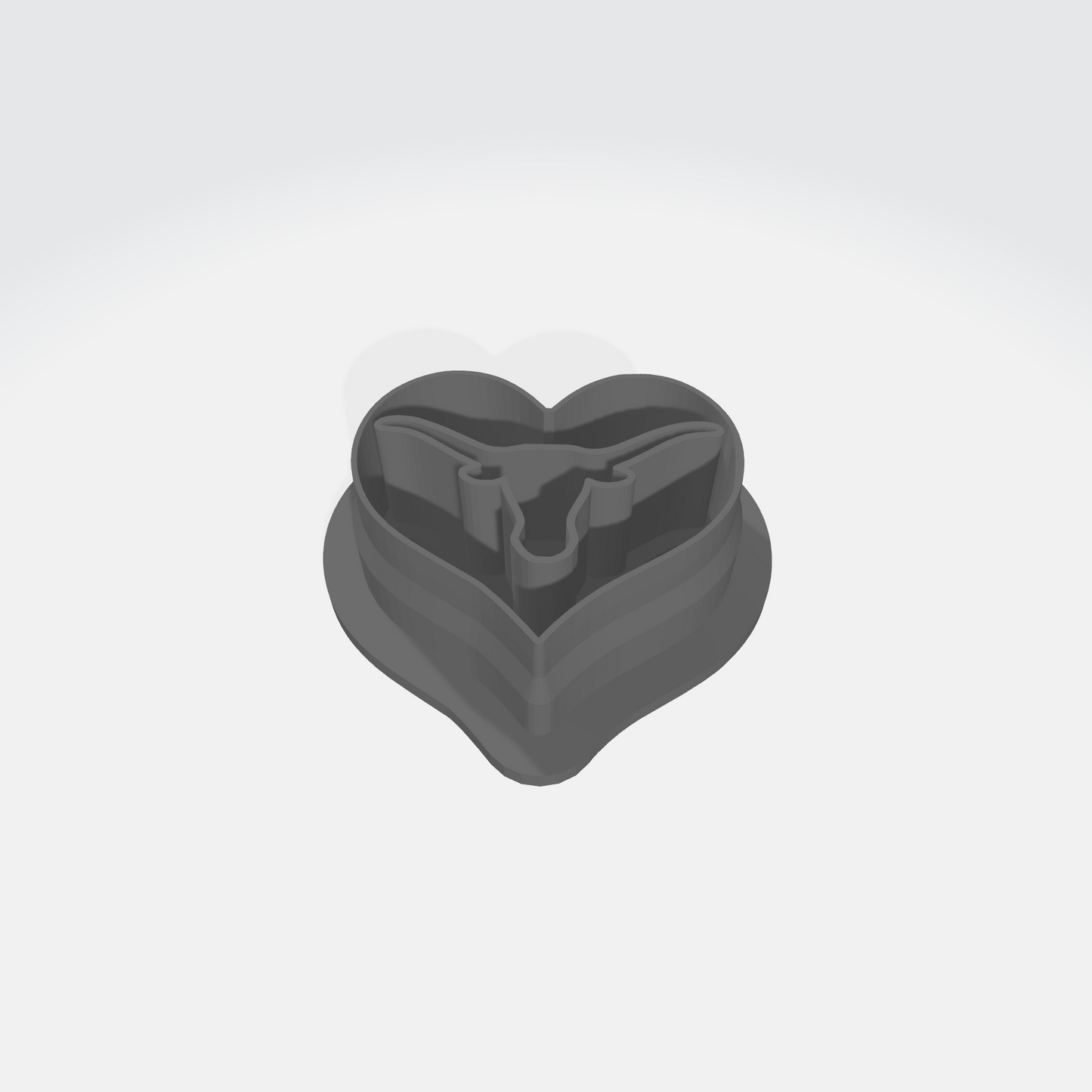 Heart Hoop Cutter with Longhorn Silhouette Cutout Center: Ideal for Cookies, Ceramics, Pottery, Polymer Clay, and Fondant