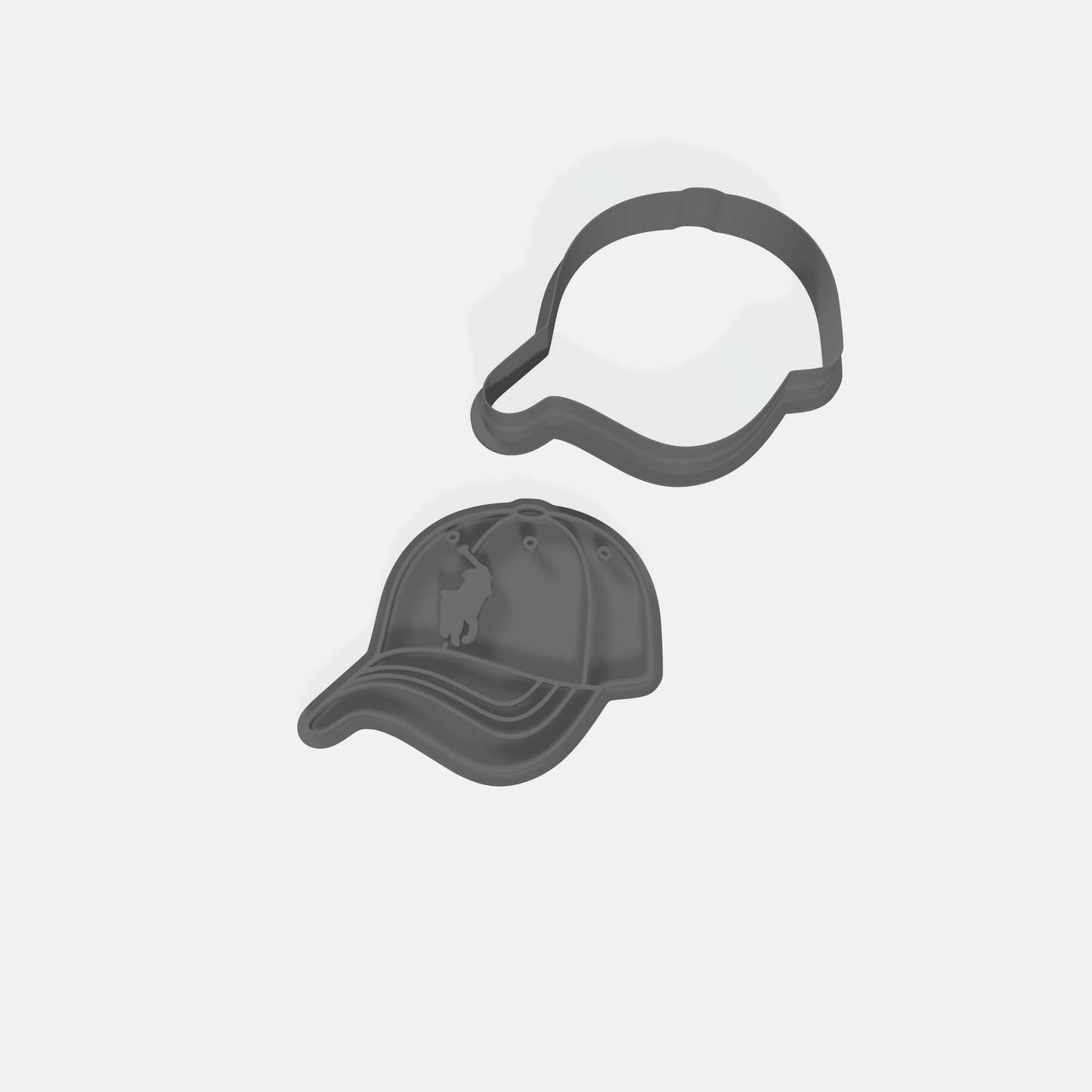 RL Polo Ball Cap Cookie Cutter & Embossing Stamp: Idea for Cookies, Ceramics, Pottery, Polymer Clay, Fondant