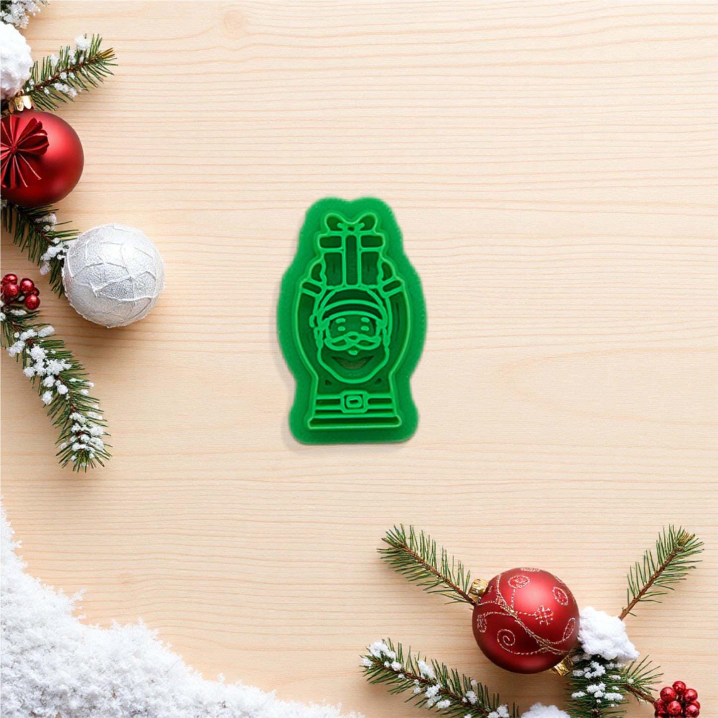 Santa's Surprise Christmas Cookie Cutter: Ideal for Cookies, Ceramics, Pottery, Polymer Clay, and Fondant