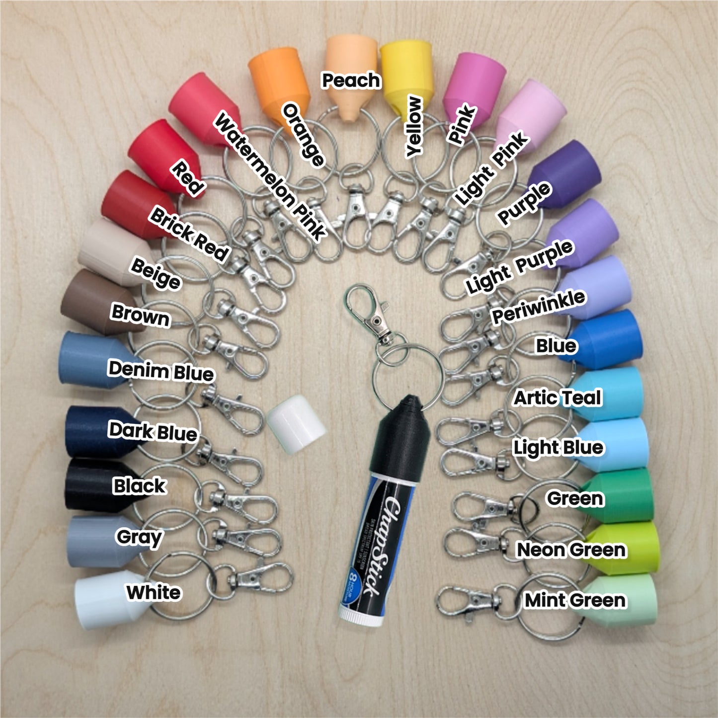 Lip Balm Keychain Cap – Clip-On Chapstick Holder for School Bags & Backpacks | 24 Color Options