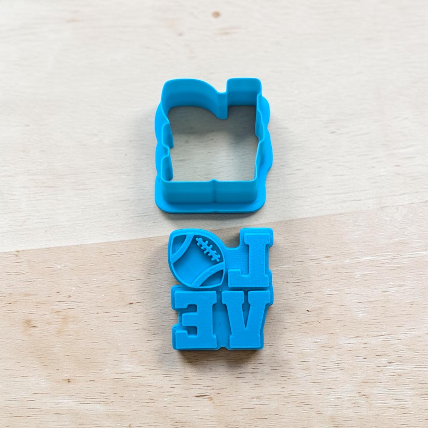 Football LOVE Cookie Cutter & Embosser Set: Ideal for Cookies, Ceramics, Pottery, Polymer Clay, Fondant - Multi-Medium Craft & Baking Tool