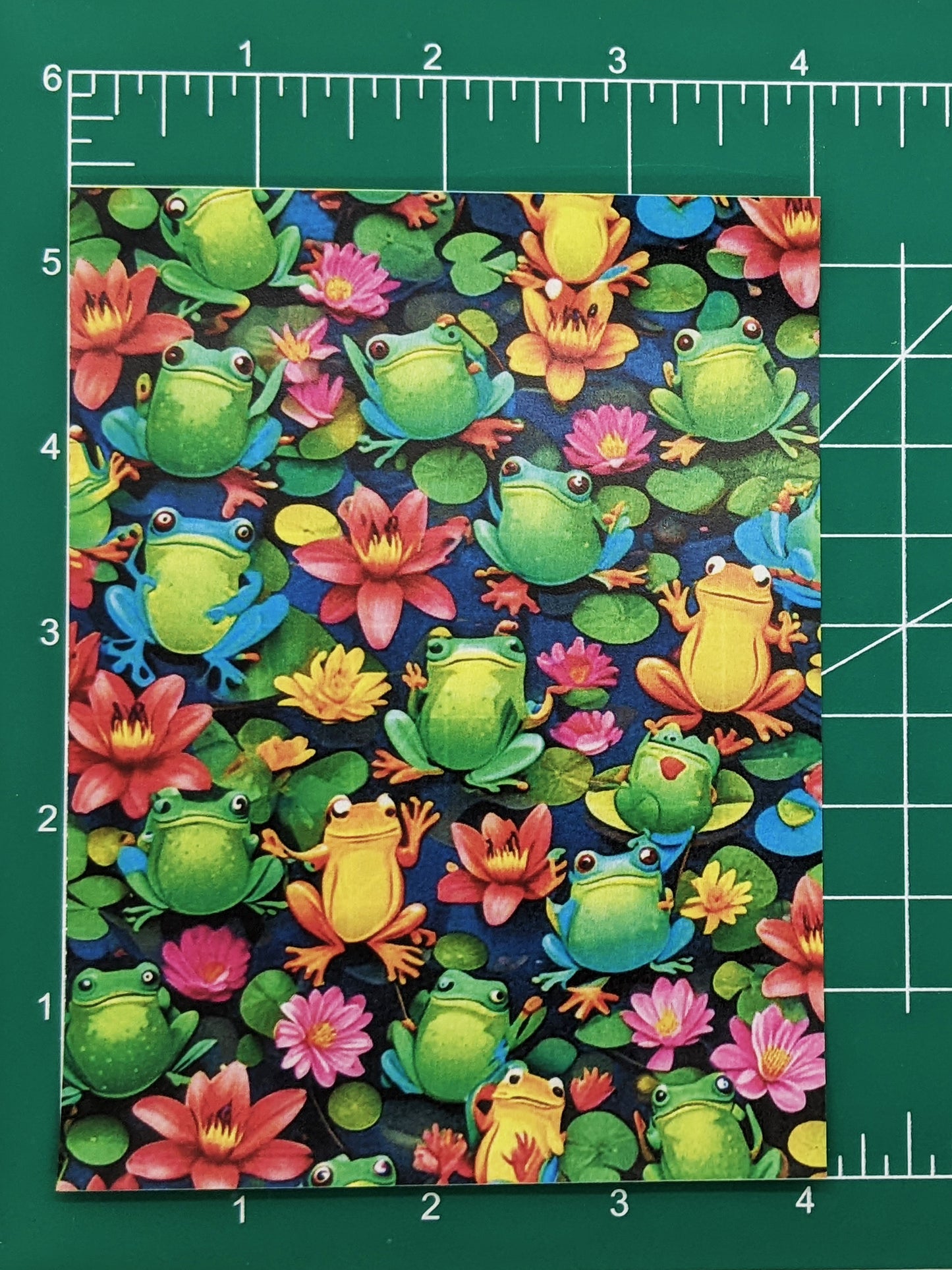 Colorful Frogs and Lily Pads Water-Soluble Transfer Sheet