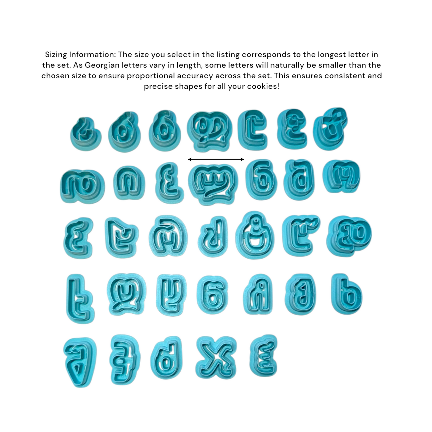 Georgian Alphabet 33 Piece Cookie Cutter Set: for Cookies, Ceramics, Pottery, Polymer Clay, Fondant and More