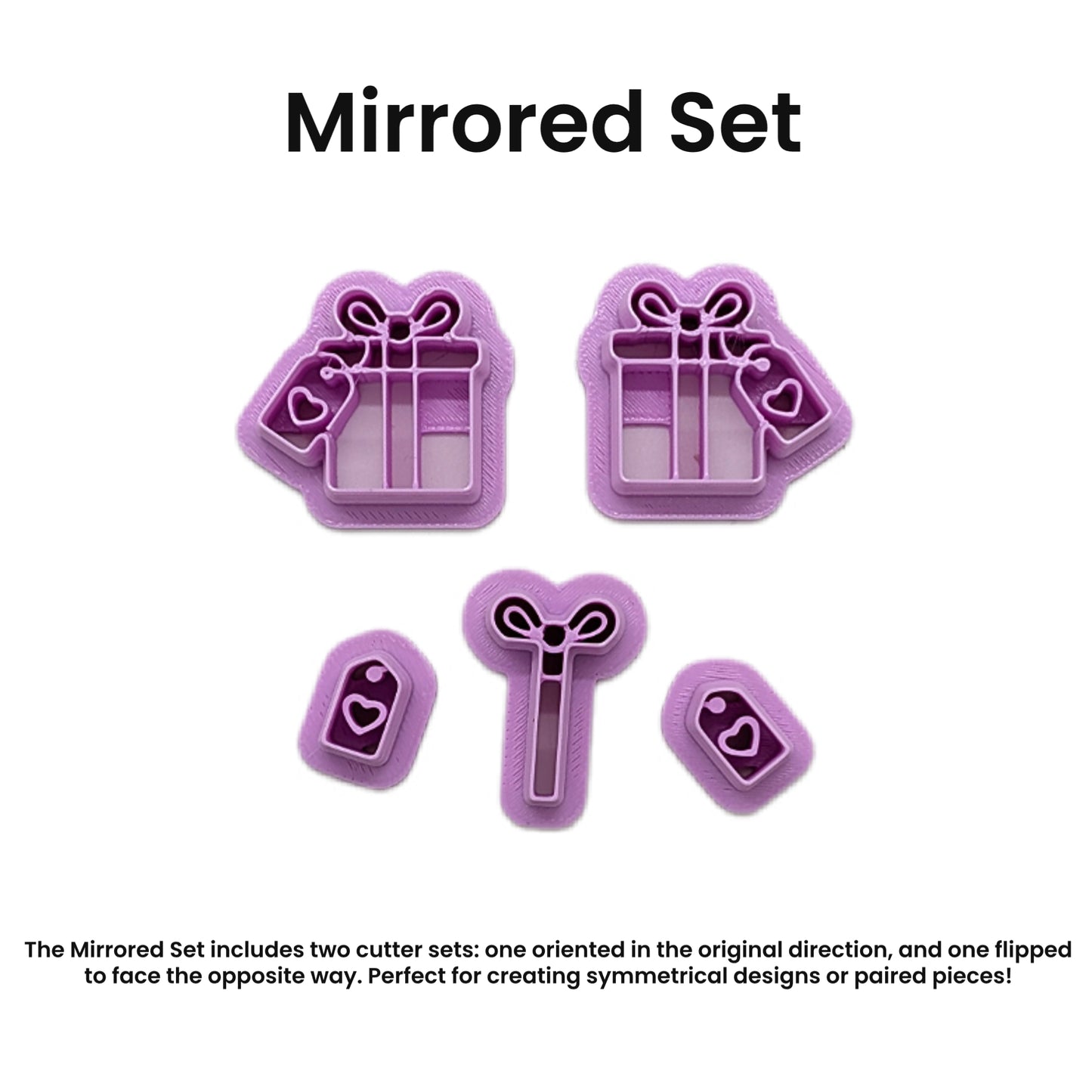 Gift Box, Ribbon with Bow & Tag, 3 Piece Cookie Cutter Set: Ideal for Cookies, Ceramics, Pottery, Polymer Clay, and Fondant
