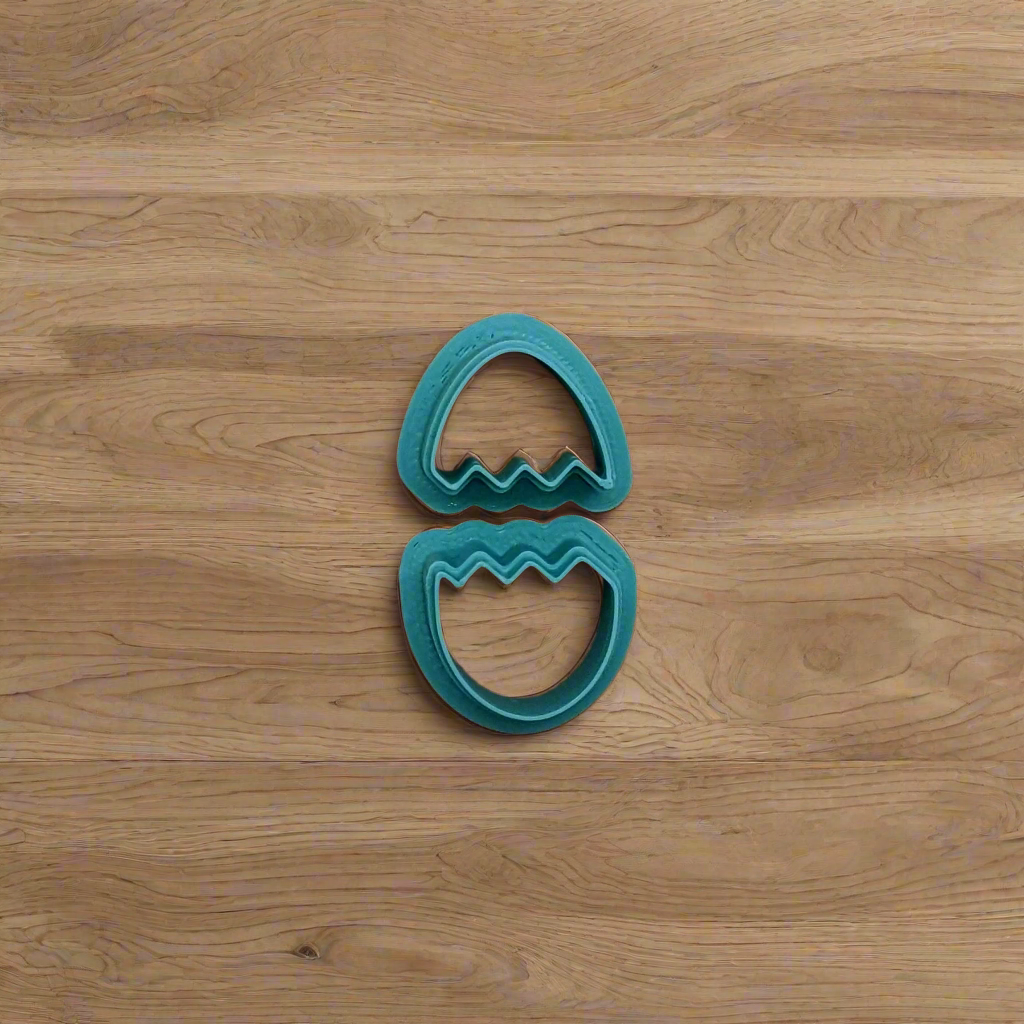 Cracked Egg 2 Piece Cookie Cutter for Cookies, Ceramics, Pottery, Polymer Clay, Fondant - Multi-Medium Craft & Baking Tool