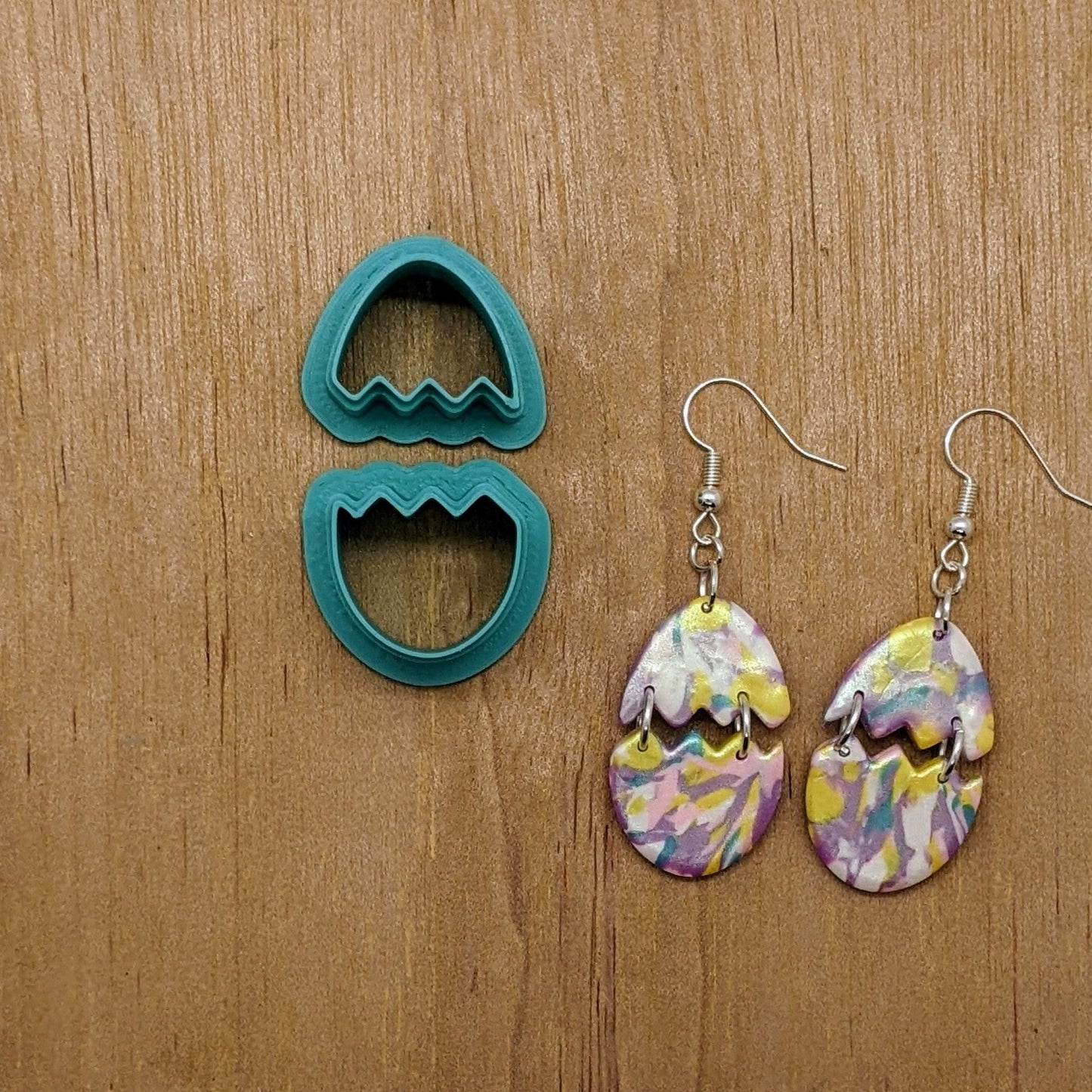 Cracked Egg 2 Piece Cookie Cutter for Cookies, Ceramics, Pottery, Polymer Clay, Fondant - Multi-Medium Craft & Baking Tool
