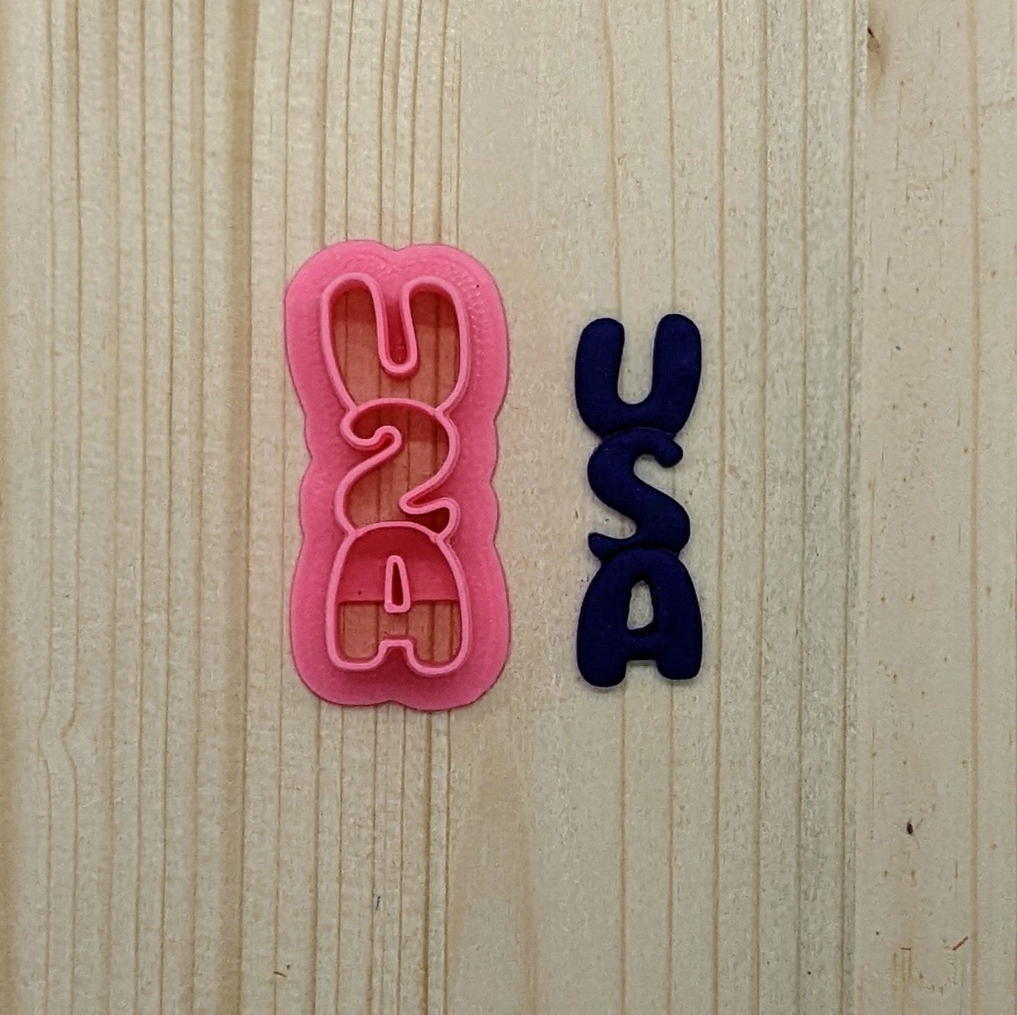 USA Vertical Bubble Letters Cookie Cutter for Cookies, Ceramics, Pottery, Polymer Clay, Fondant - Multi-Medium Craft & Baking Tool