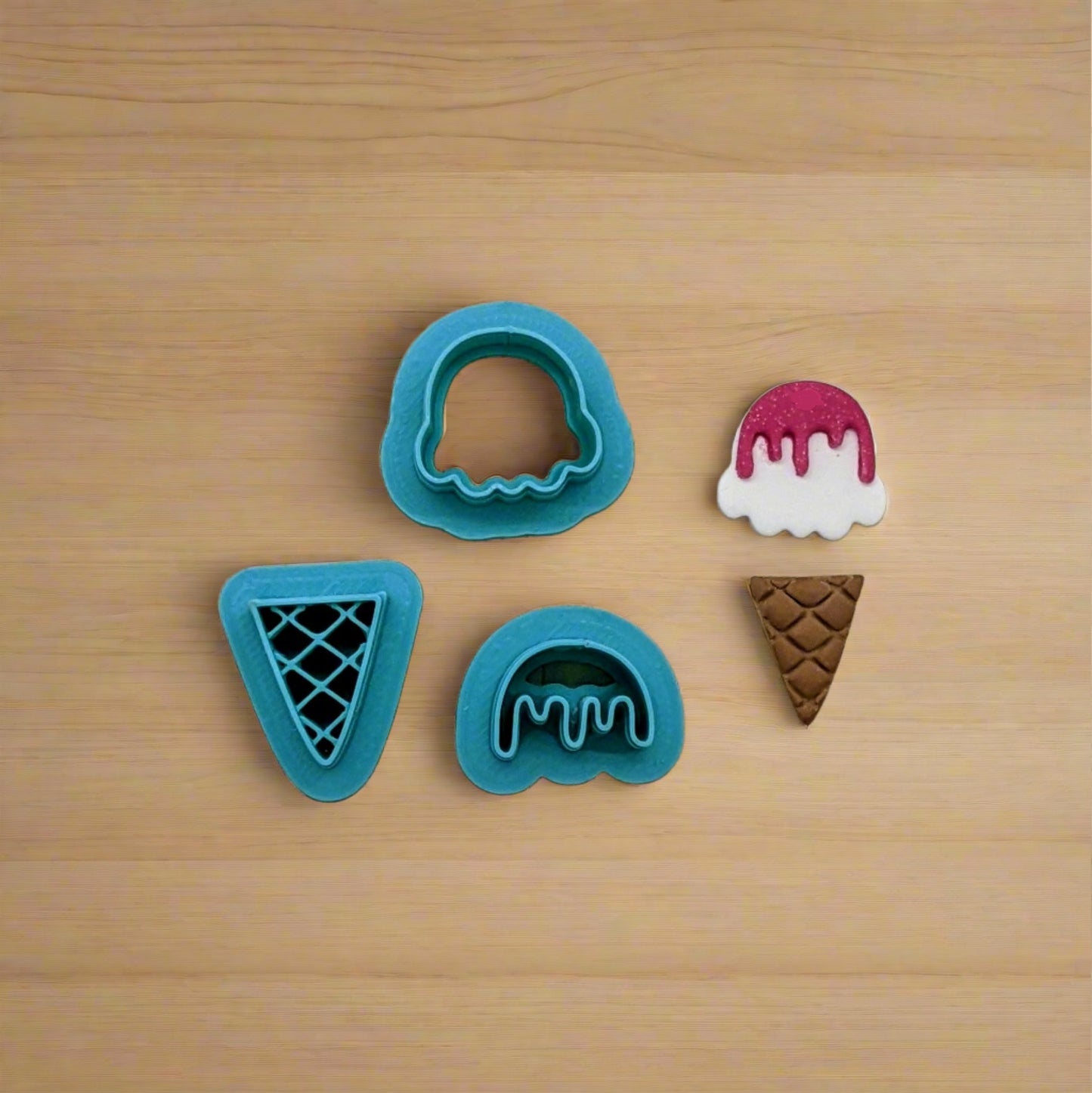 Ice Cream Scoop, Drip & Cone 3 Piece Cutter Set: for Cookies, Ceramics, Pottery, Fondant, and More