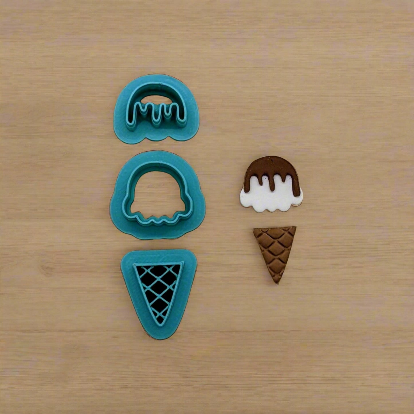 Ice Cream Scoop, Drip & Cone 3 Piece Cutter Set: for Cookies, Ceramics, Pottery, Fondant, and More