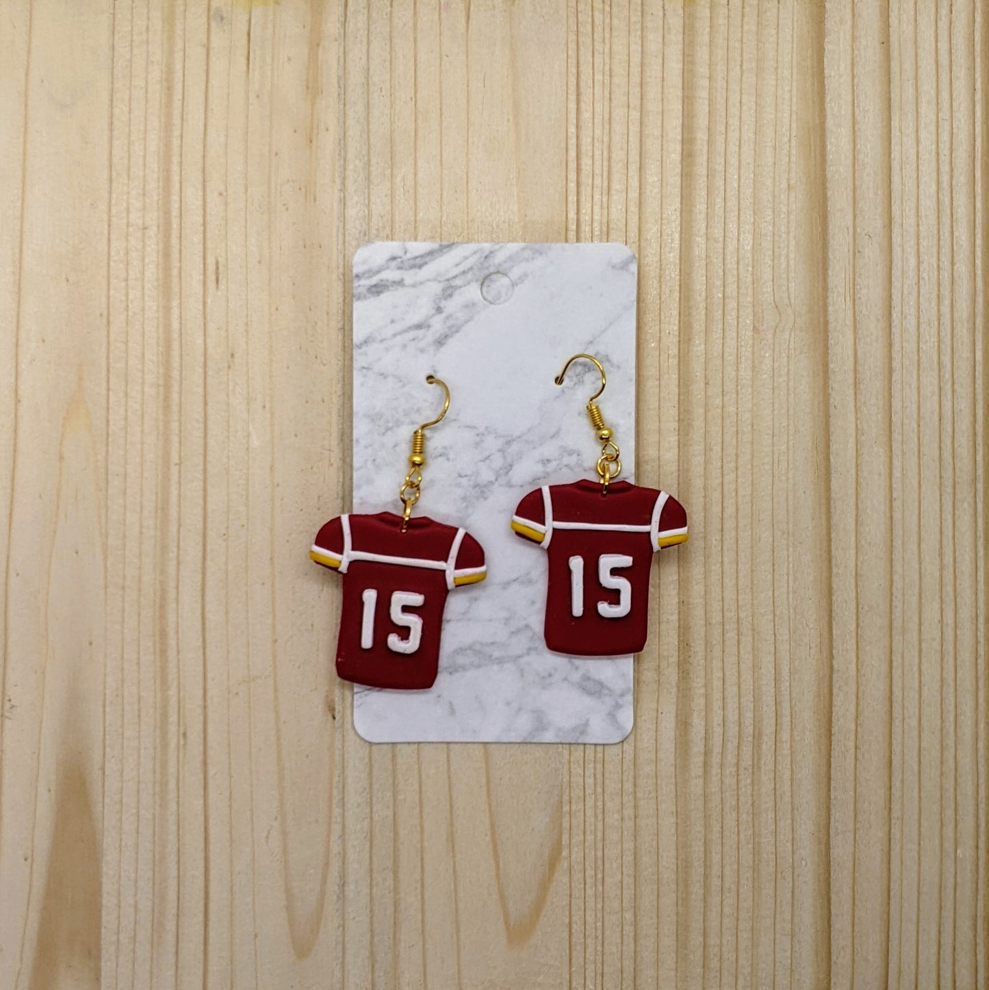 Handmade Kansas City Chiefs Patrick Mahome's Jersey #15 Polymer Clay Earrings