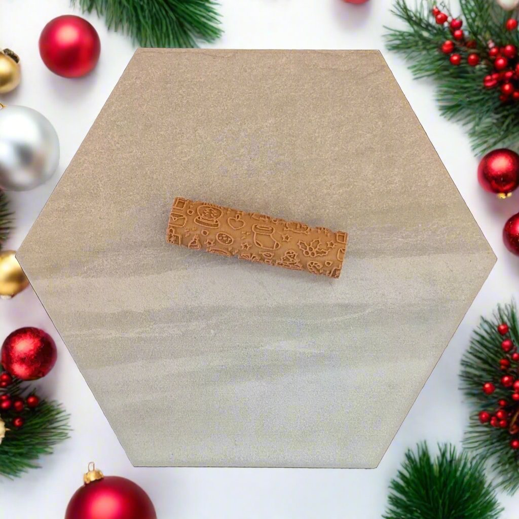 Christmas Joy Embossing Texture Roller - Perfect for Cookies, Fondant, Polymer Clay, Ceramics, Pottery, and More