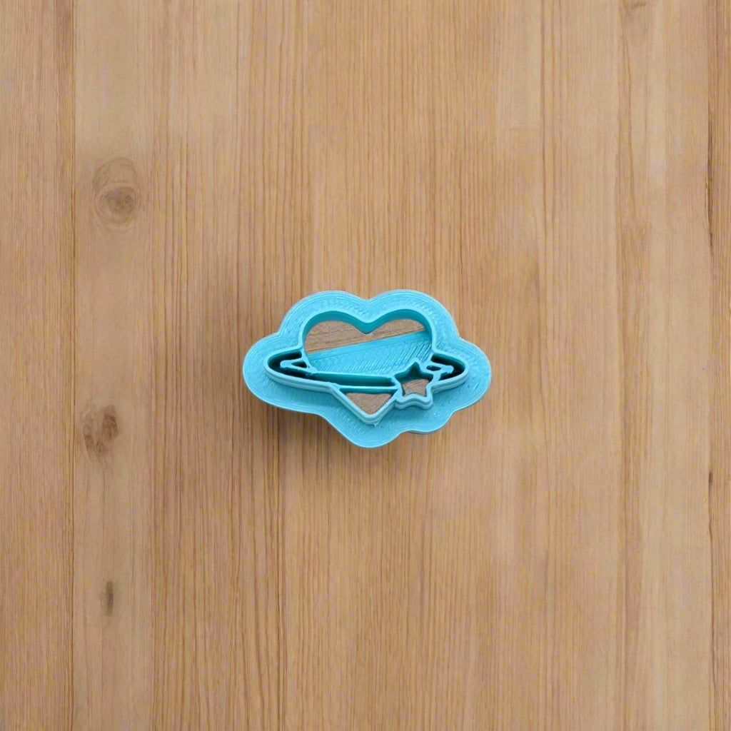 Heart & Star Planet Cookie Cutter: Ideal for Cookies, Ceramics, Pottery, Polymer Clay, and Fondant