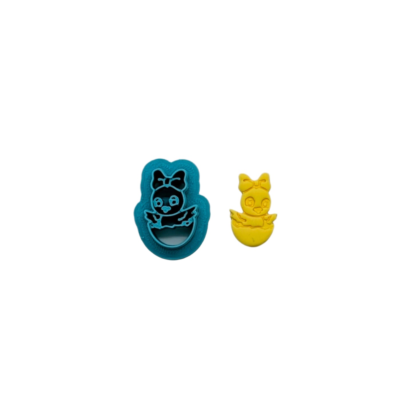 Hatching Baby Chick with Bow Cookie Cutter: Idea for Cookies, Ceramics, Pottery, Polymer Clay, Fondant