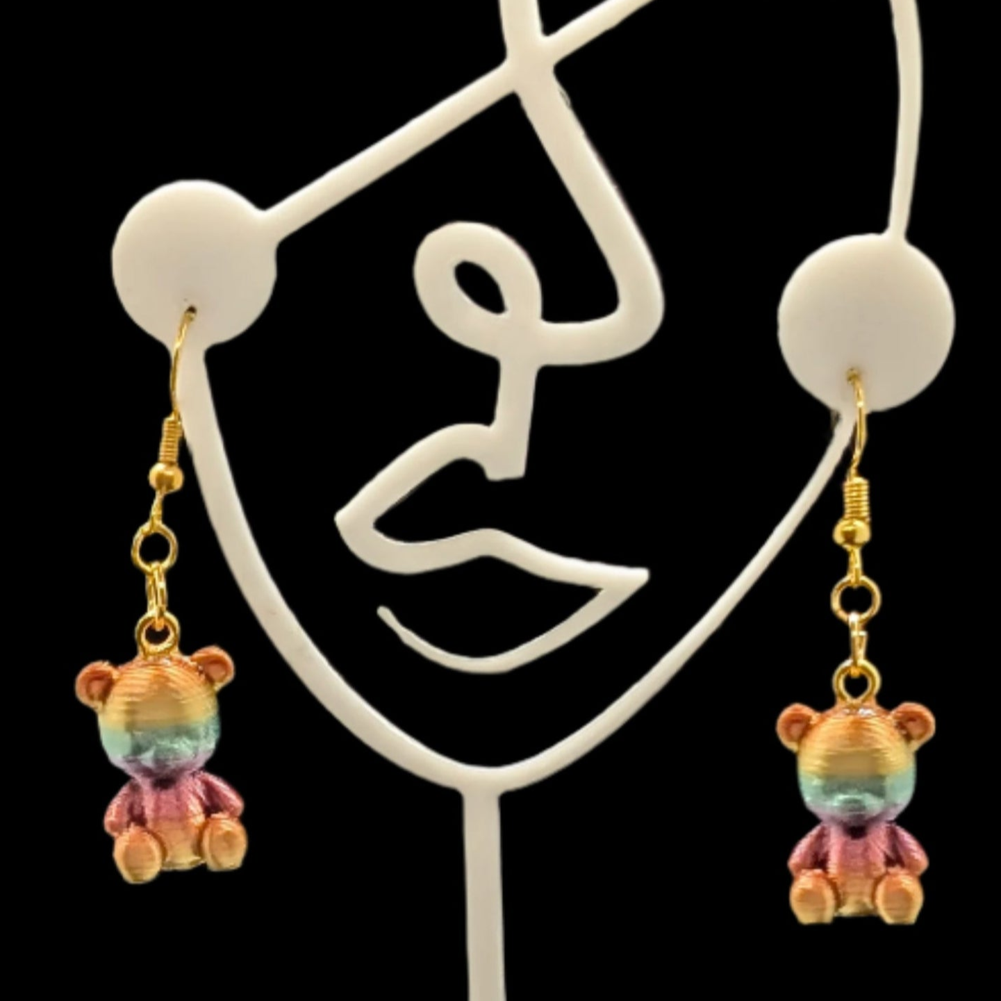 Cute Teddy Bear Dangle Earrings β 3D Printed Jewelry