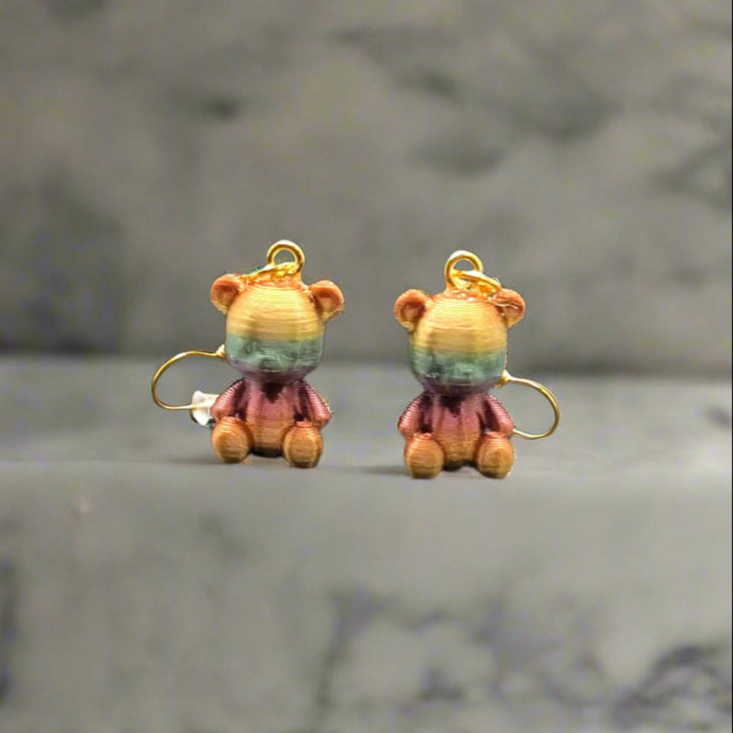 Cute Teddy Bear Dangle Earrings β 3D Printed Jewelry