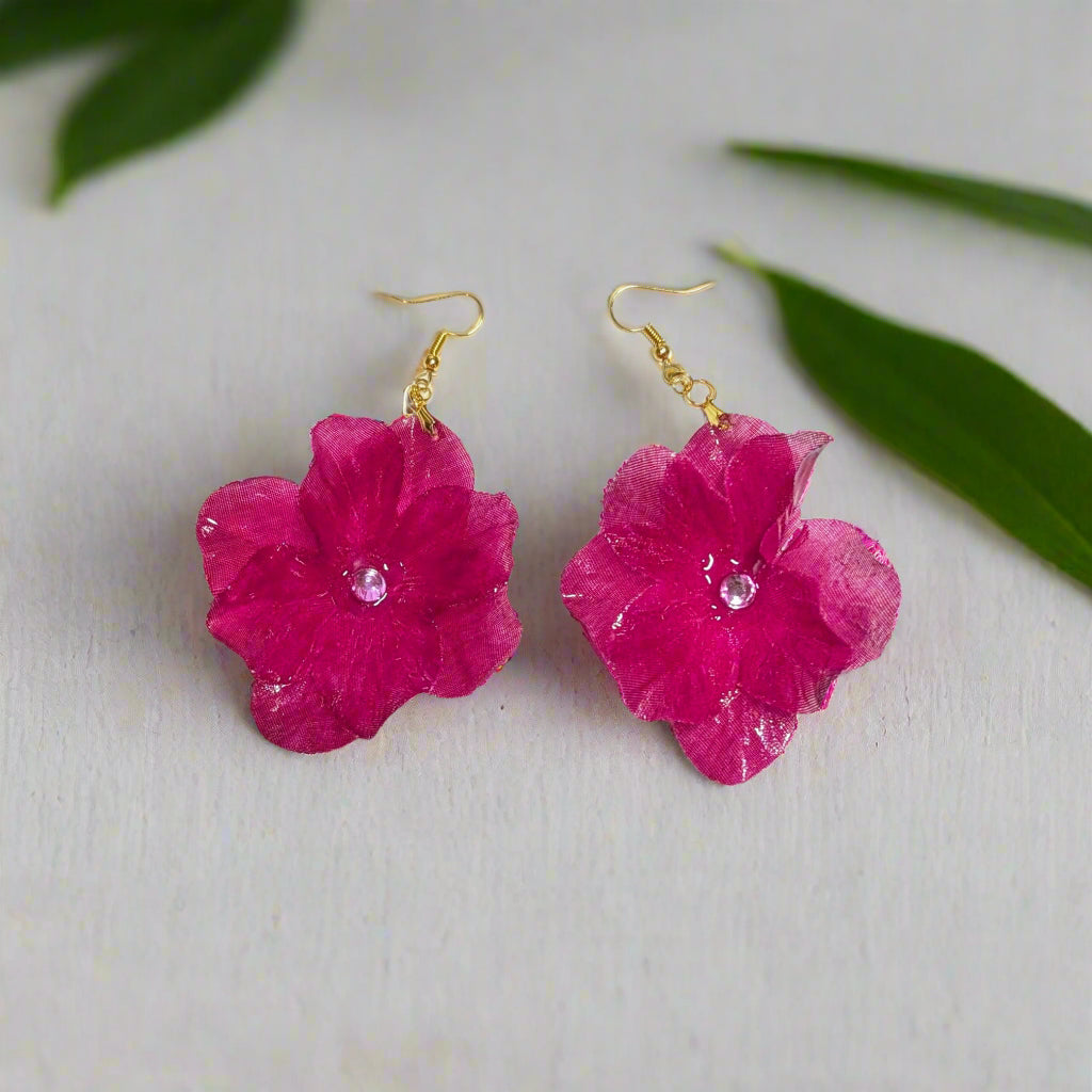 Pink Spring Blossom Resin Dangle Earrings | Handmade Floral Jewelry