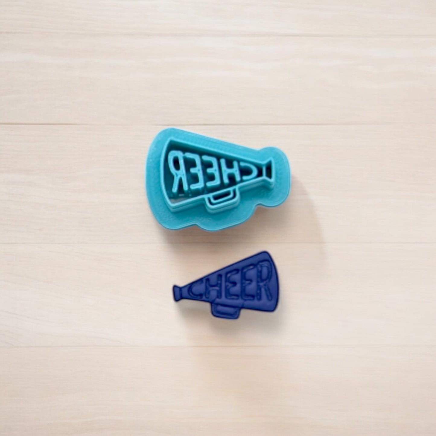 Cheer Cheerleader Megaphone Cookie Cutter with Mirrored Set Option: Ideal for Cookies, Ceramics, Pottery, Polymer Clay, and Fondant