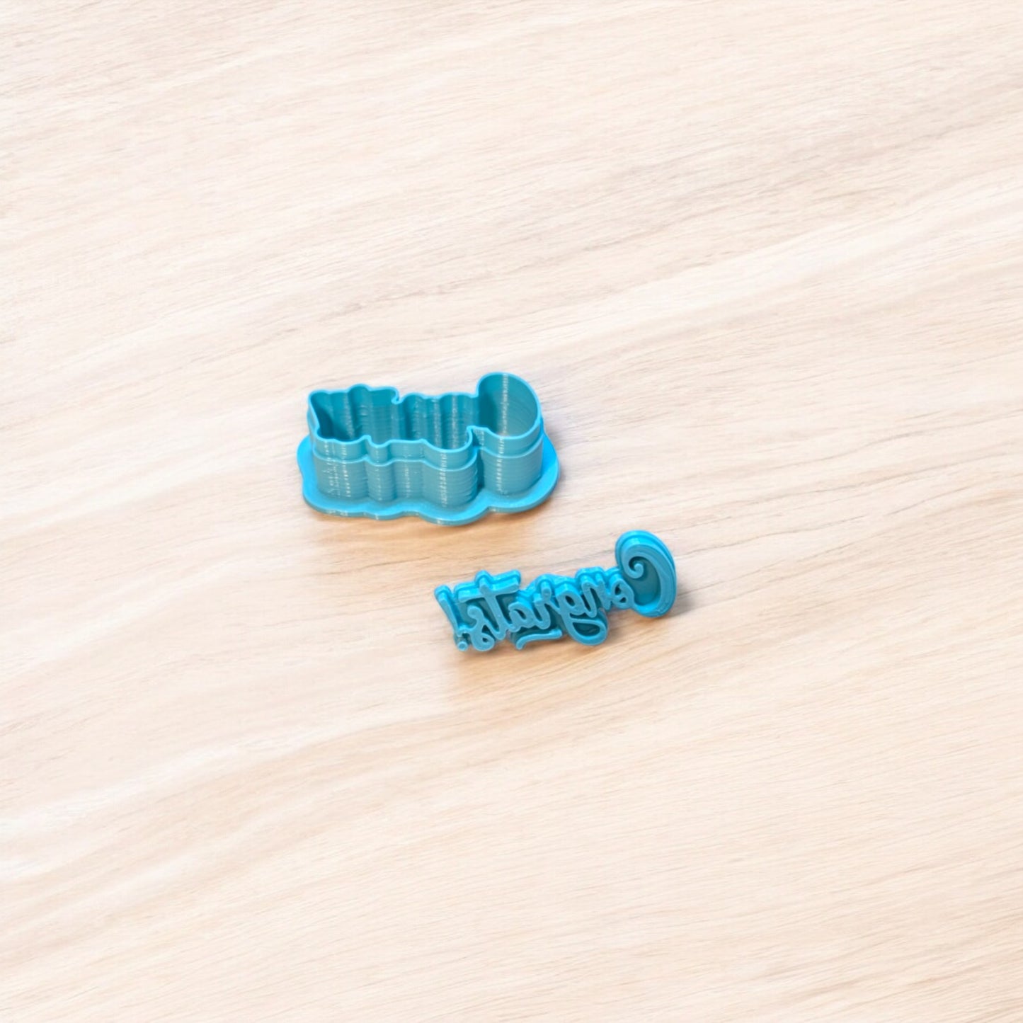 Congrats! Fun Cursive Font Cookie Cutter & Stamp Set: Ideal for Cookies, Ceramics, Pottery, Polymer Clay, and Fondant