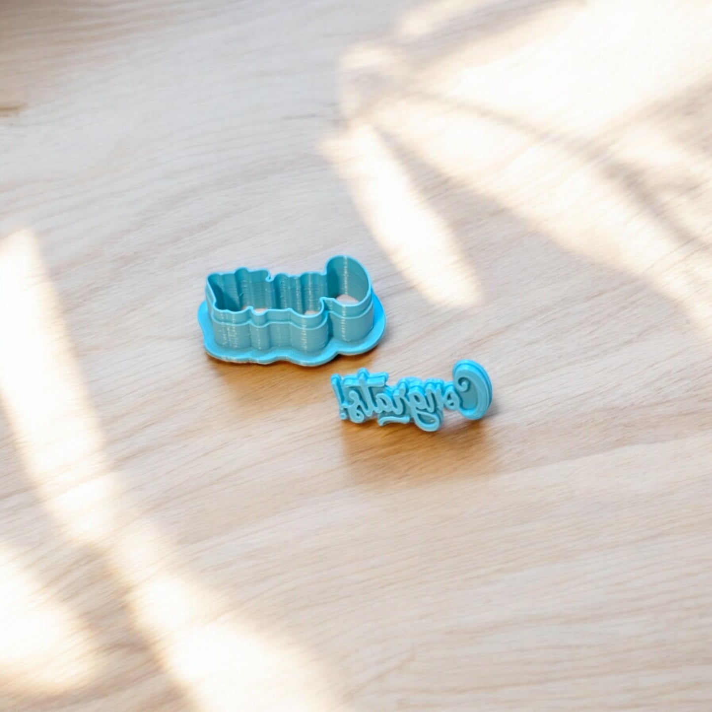 Congrats! Fun Cursive Font Cookie Cutter & Stamp Set: Ideal for Cookies, Ceramics, Pottery, Polymer Clay, and Fondant