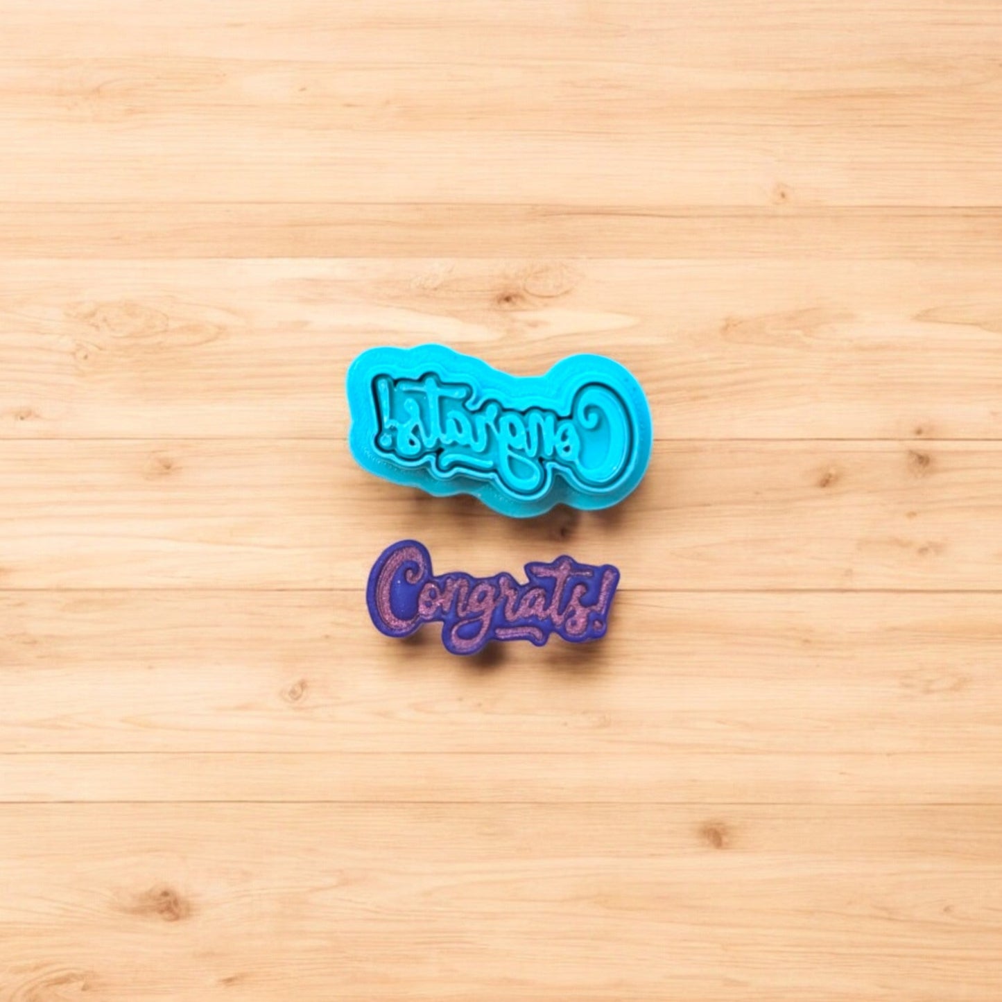 Congrats! Fun Cursive Font Cookie Cutter & Stamp Set: Ideal for Cookies, Ceramics, Pottery, Polymer Clay, and Fondant