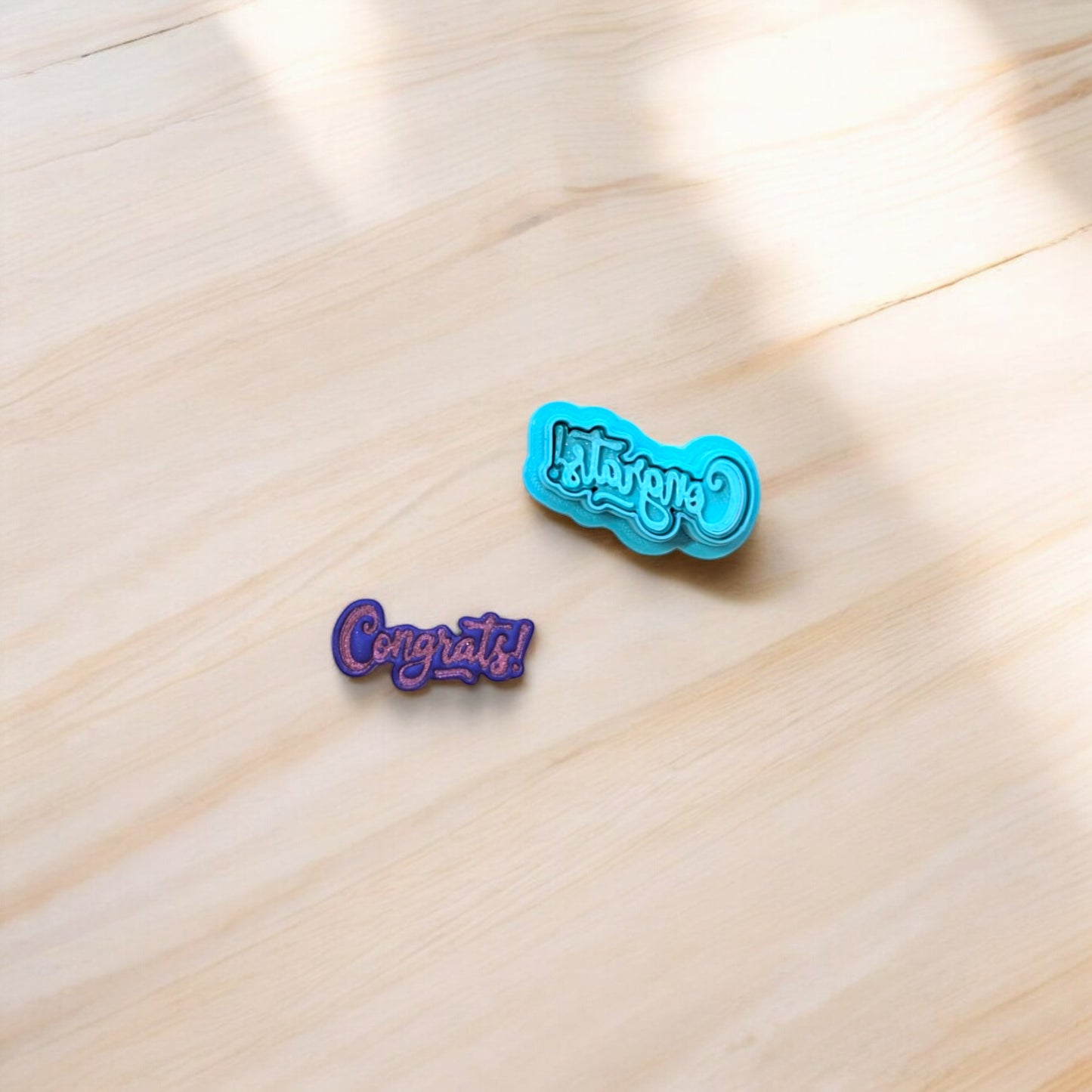 Congrats! Fun Cursive Font Cookie Cutter & Stamp Set: Ideal for Cookies, Ceramics, Pottery, Polymer Clay, and Fondant