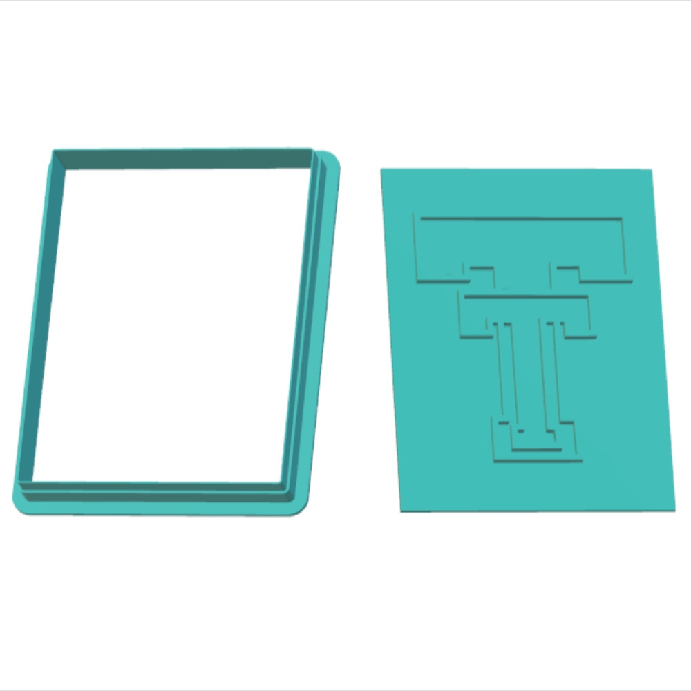 Texas Tech TT Rectangle Cookie Cutter & Stamp Set: Versatile Tool for Cookies, Ceramics, Pottery, Fondant, and More