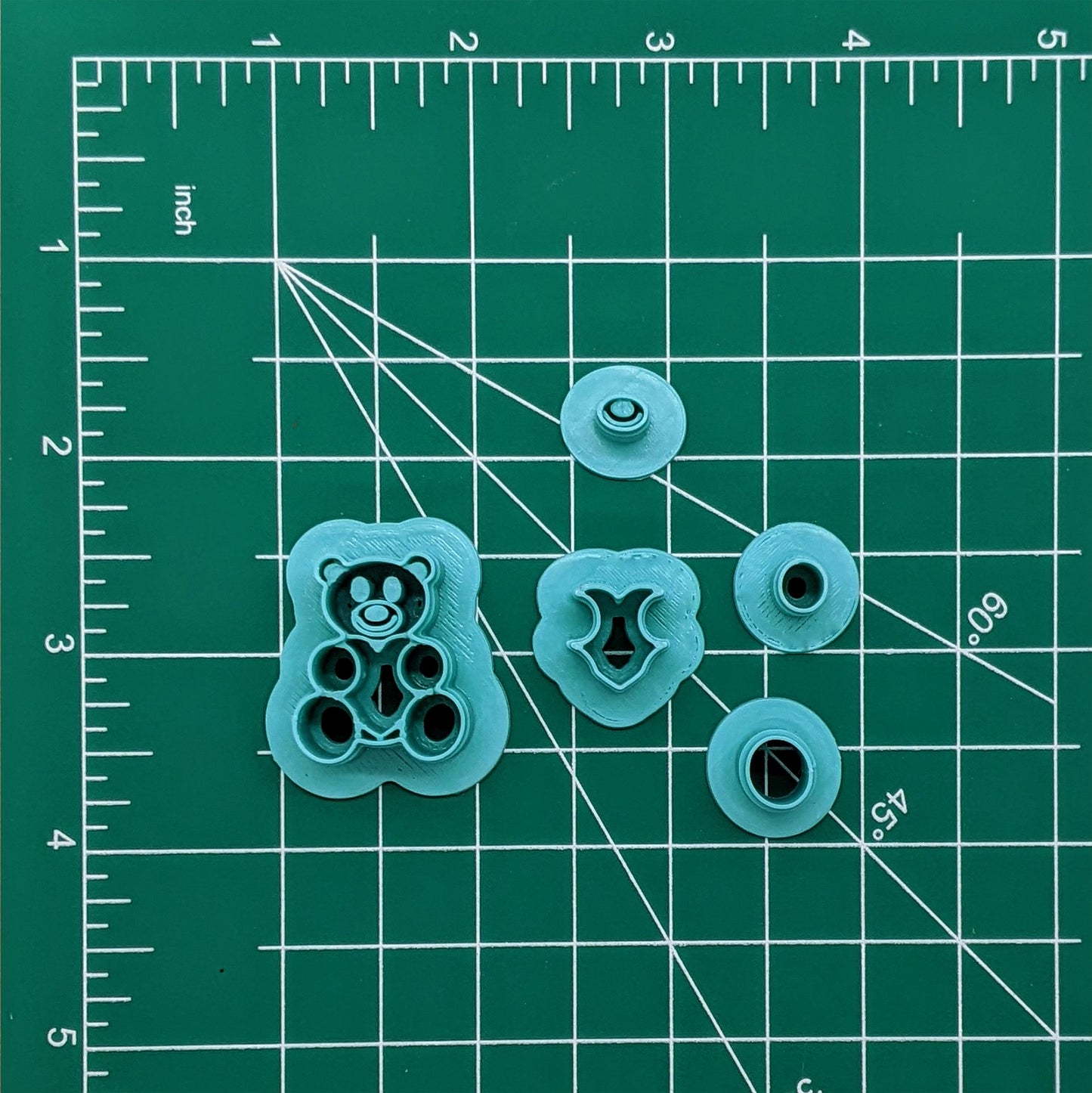 Teddy Bear Cuddling Heart, 5 Piece Cookie/Clay Cutter Set
