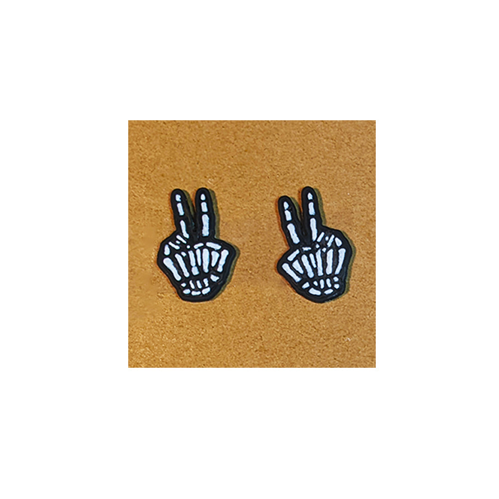 Skeleton Hand Peace Fingers Cutter and Stamp Set for Cookies, Ceramics, Pottery, Polymer Clay, Fondant & More