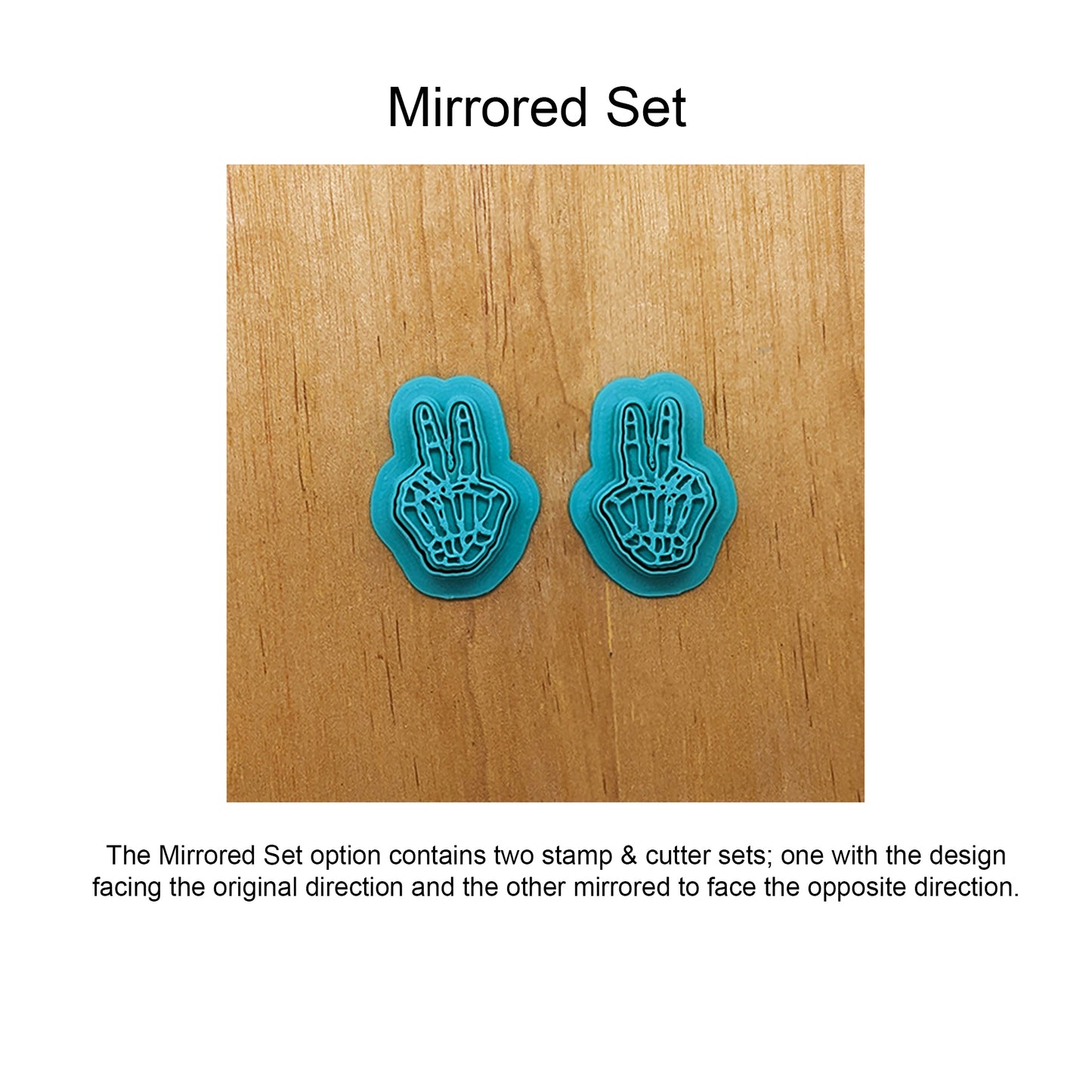 Skeleton Hand Peace Fingers Cutter and Stamp Set for Cookies, Ceramics, Pottery, Polymer Clay, Fondant & More