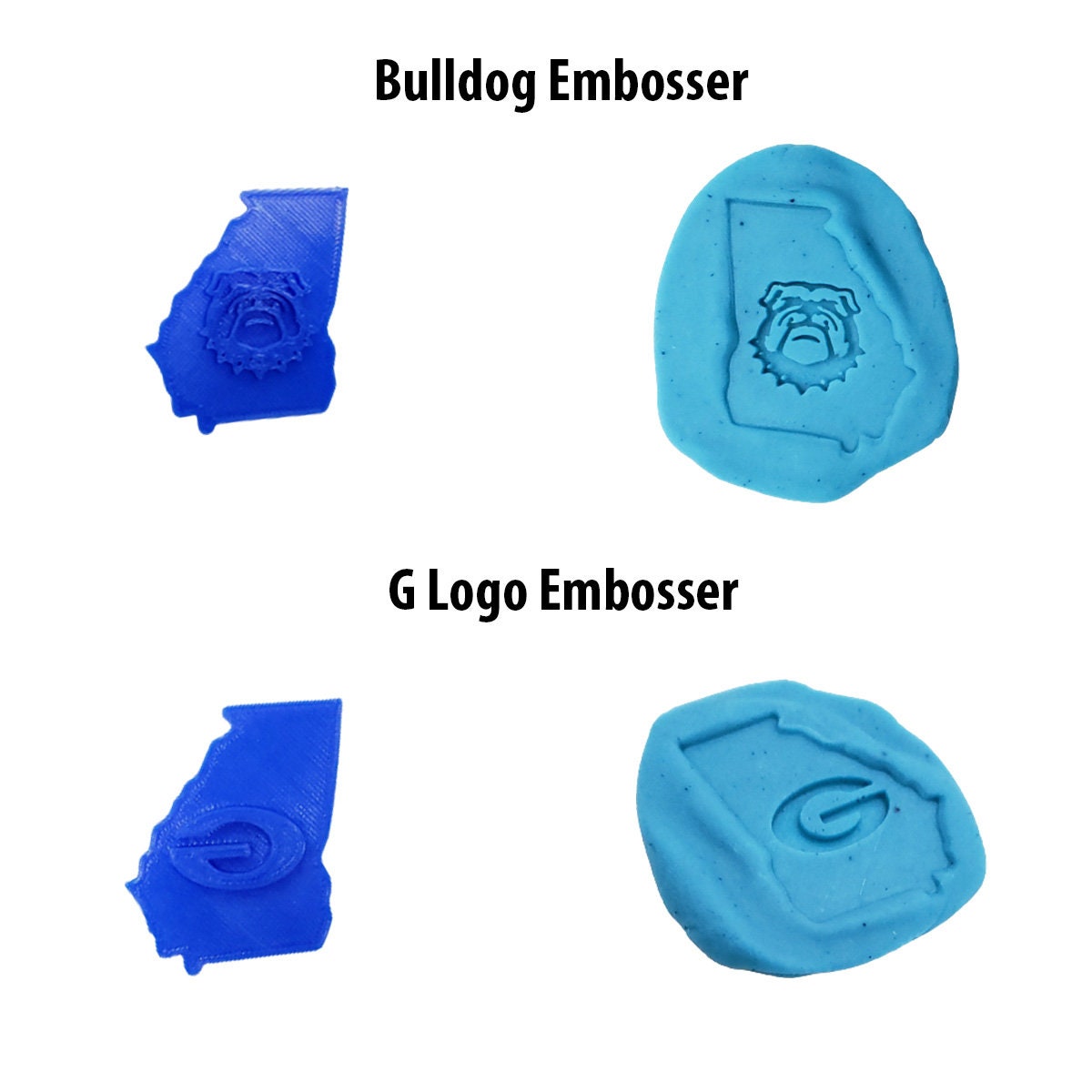 Georgia Map Cookie Cutter, with G Logo and Bulldog Embossing Stamp Options
