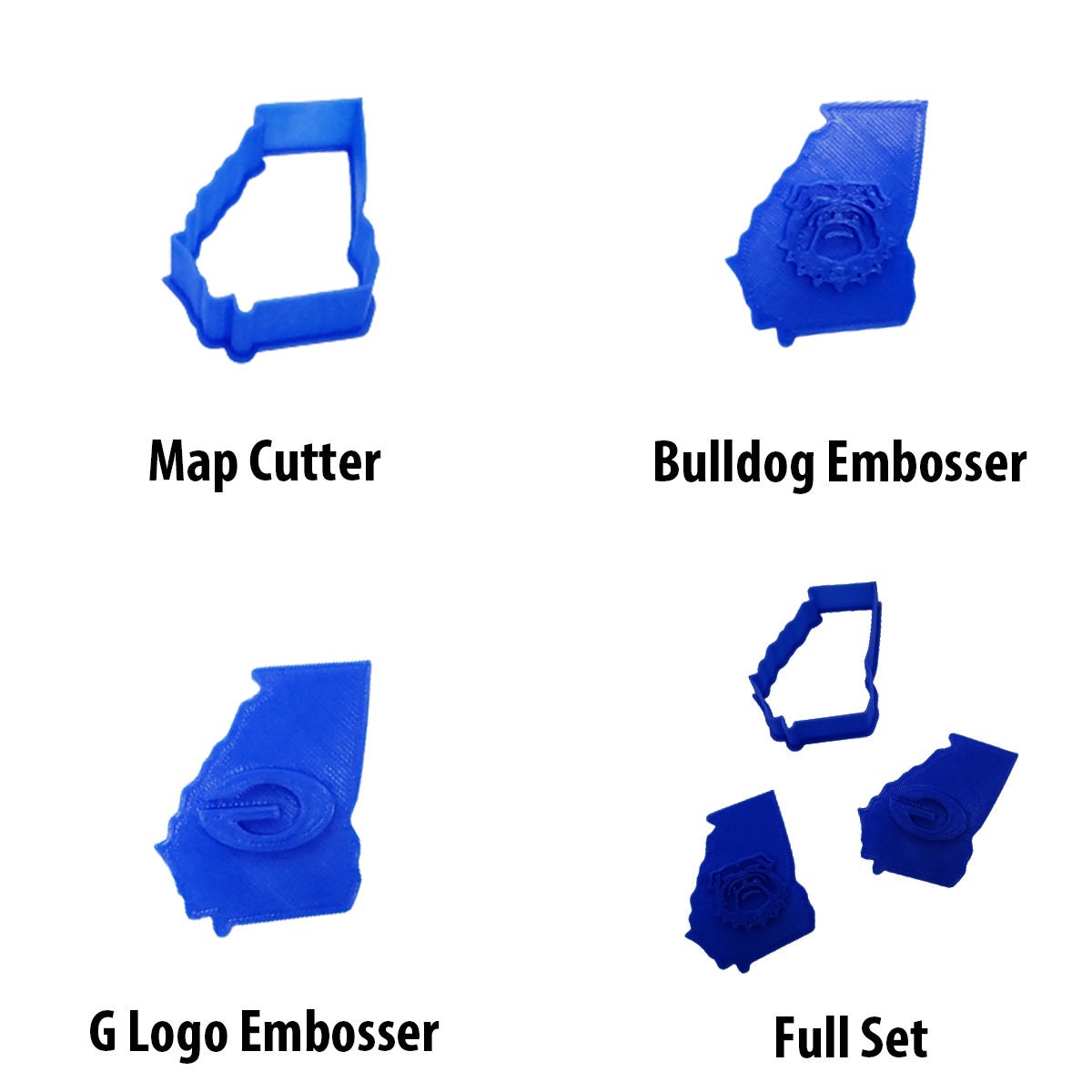 Georgia Map Cookie Cutter, with G Logo and Bulldog Embossing Stamp Options