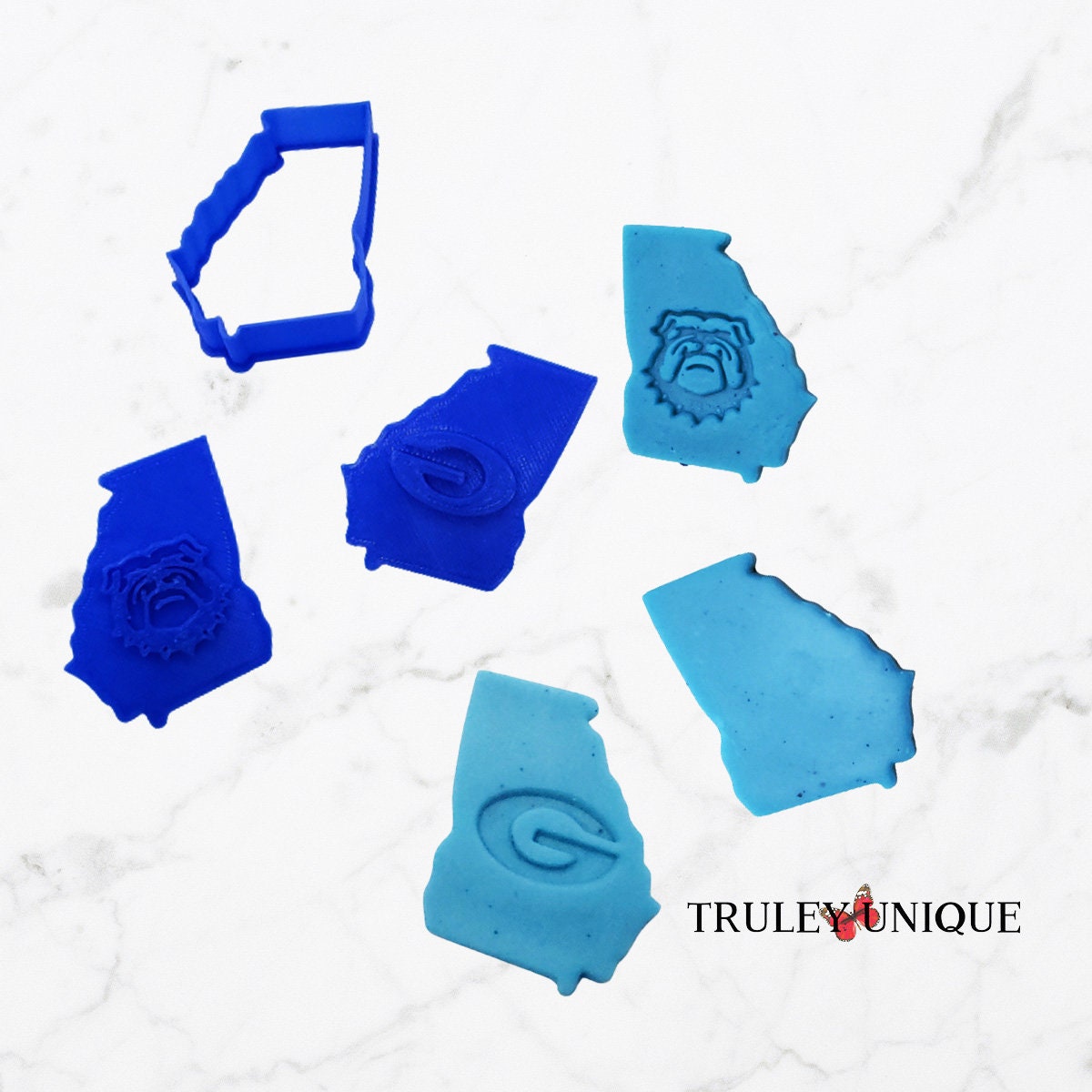 Georgia Map Cookie Cutter, with G Logo and Bulldog Embossing Stamp Options