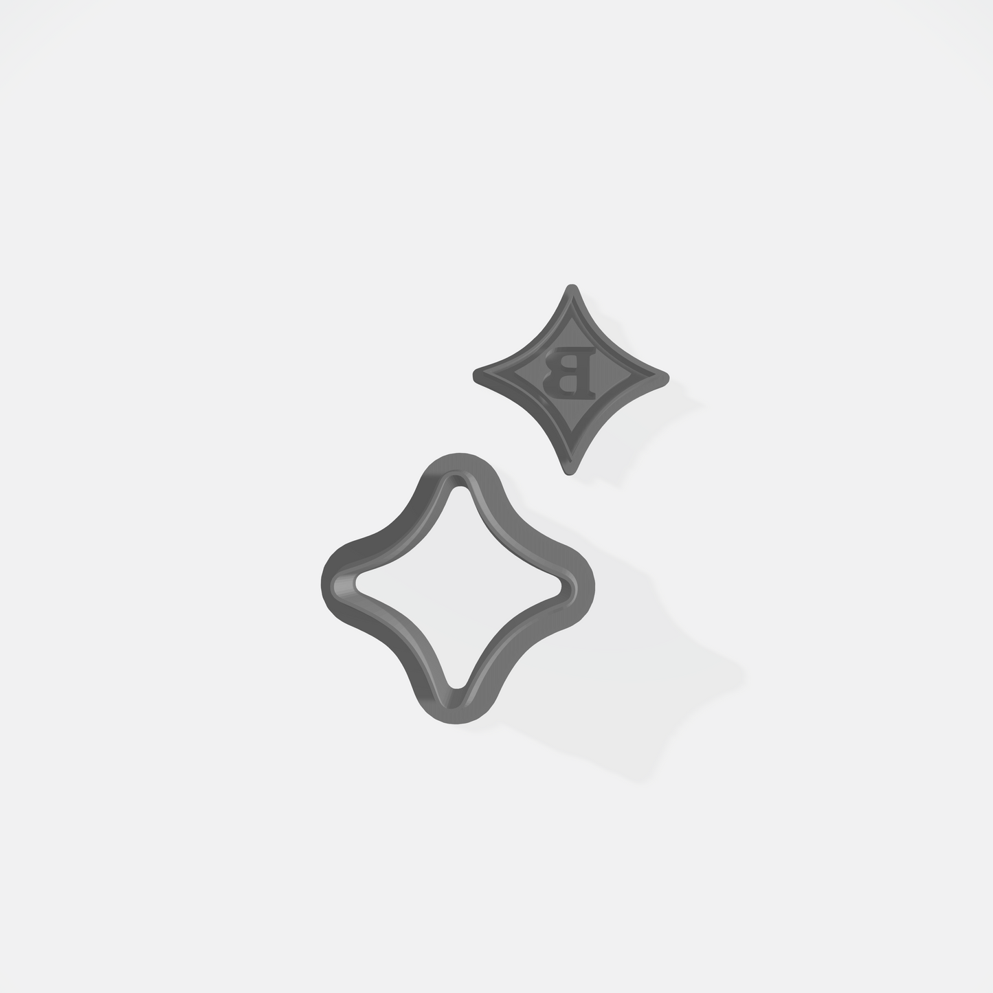 Diamond Shape with B in Center Cookie Cutter & Stamp Set: Ideal for Cookies, Ceramics, Pottery, Polymer Clay, Fondant - Multi-Medium Craft & Baking Tool
