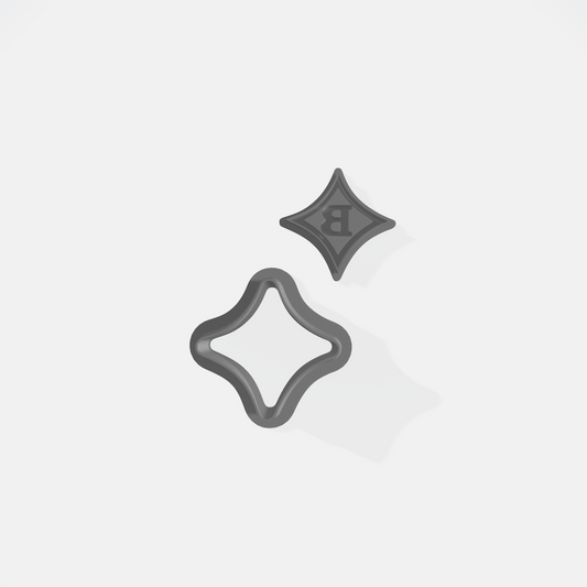 Diamond Shape with B in Center Cookie Cutter & Stamp Set: Ideal for Cookies, Ceramics, Pottery, Polymer Clay, Fondant - Multi-Medium Craft & Baking Tool