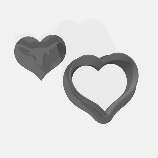Longhorn in a Heart Cookie Cutter & Stamp Set: Ideal for Cookies, Ceramics, Pottery, Polymer Clay, Fondant - Multi-Medium Craft & Baking Tool