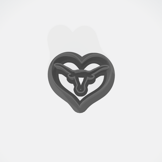 Heart Hoop Cutter with Longhorn Silhouette Cutout Center: Ideal for Cookies, Ceramics, Pottery, Polymer Clay, and Fondant