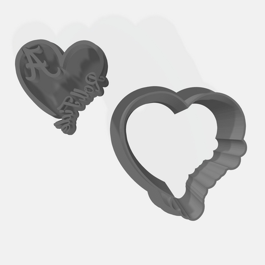 Alabama Roll Tide Heart Cookie Cutter & Stamp Set: Ideal for Cookies, Ceramics, Pottery, Polymer Clay, Fondant - Multi-Medium Craft & Baking Tool