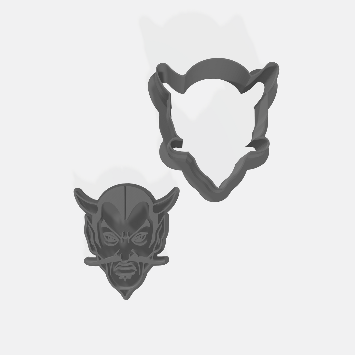 Demon Head Cookie Cutter & Stamp Set - Ideal for Cookies, Ceramics, Pottery, Polymer Clay, Fondant & More