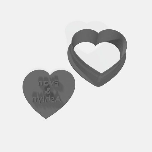 Evan and Ashlyn Heart Cutter & Stamp Set: Ideal for Cookies, Ceramics, Pottery, Polymer Clay, Fondant - Multi-Medium Craft & Baking Tool