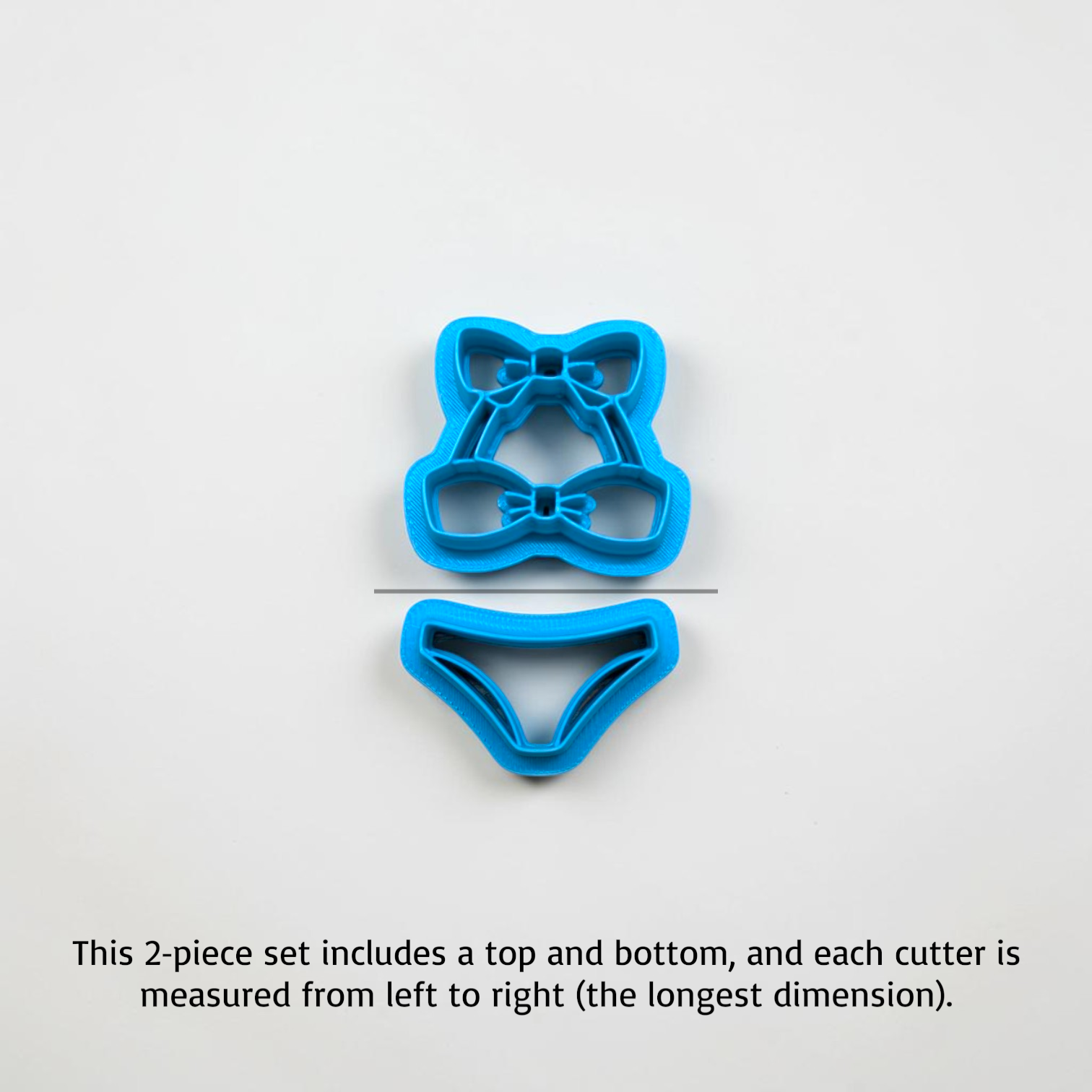 2-Piece bikini-shaped cookie cutters on a light gray background