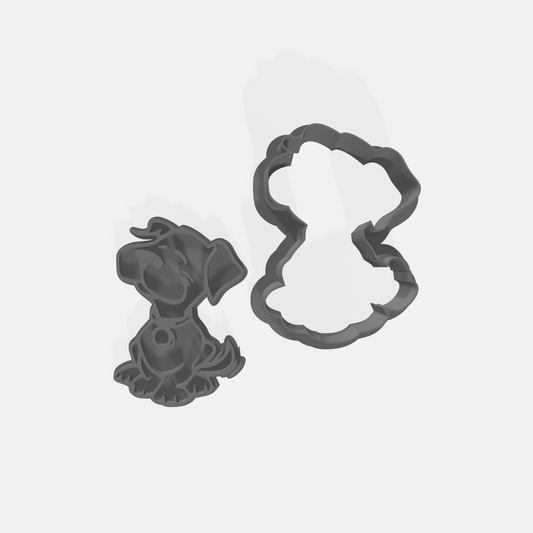 Wagging Tail Dog Cookie Cutter & Embossing Stamp: Idea for Cookies, Ceramics, Pottery, Polymer Clay, Fondant