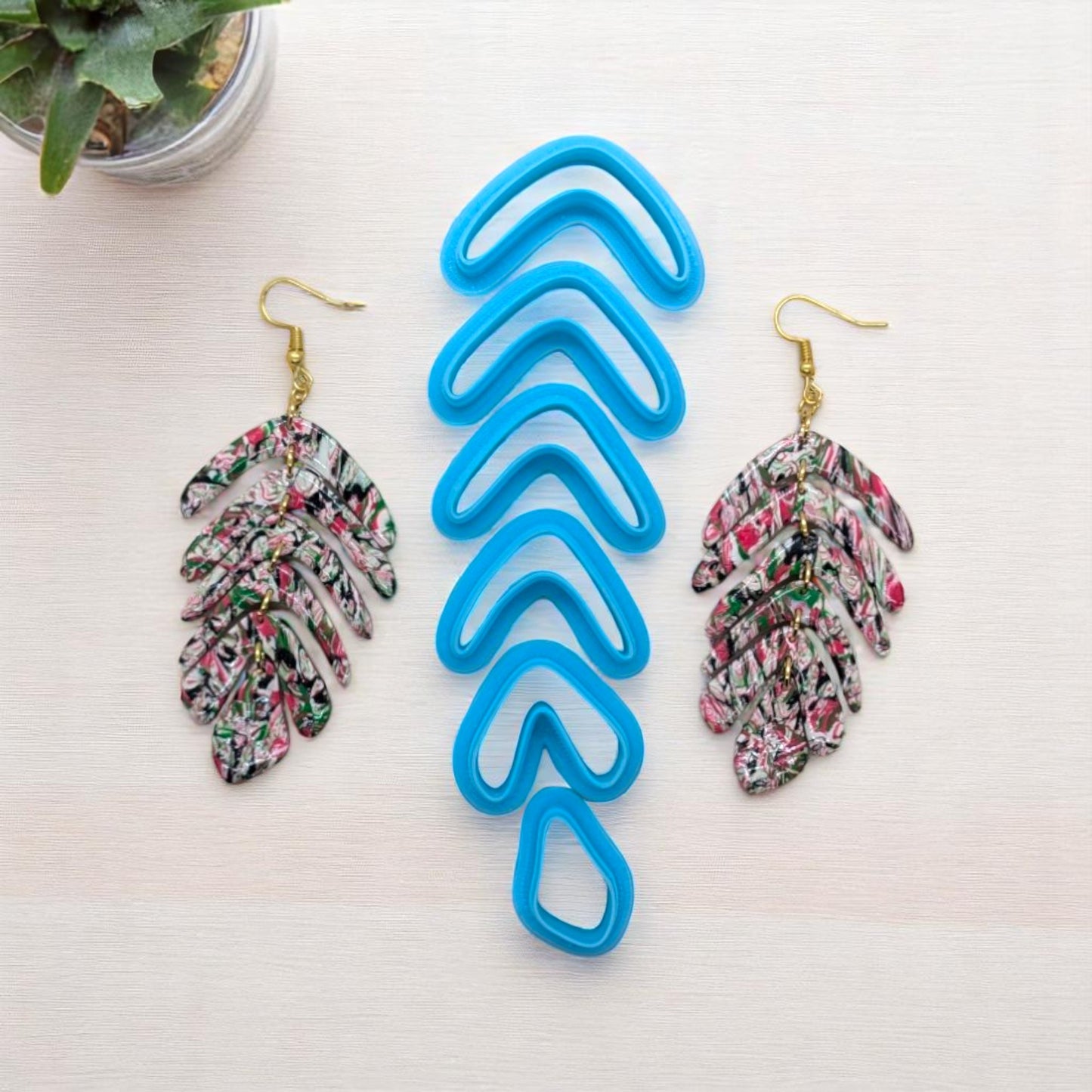 6-Piece Articulated Abstract Feather Cutter Set: Idea for Ceramics, Pottery & Polymer Clay Jewelry