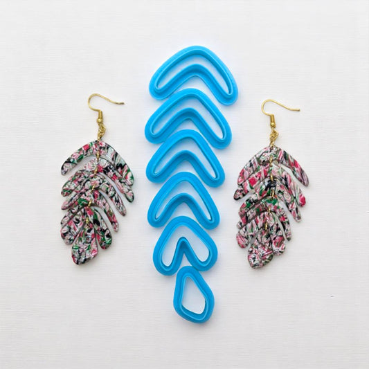 6-Piece Articulated Abstract Feather Cutter Set: Idea for Ceramics, Pottery & Polymer Clay Jewelry