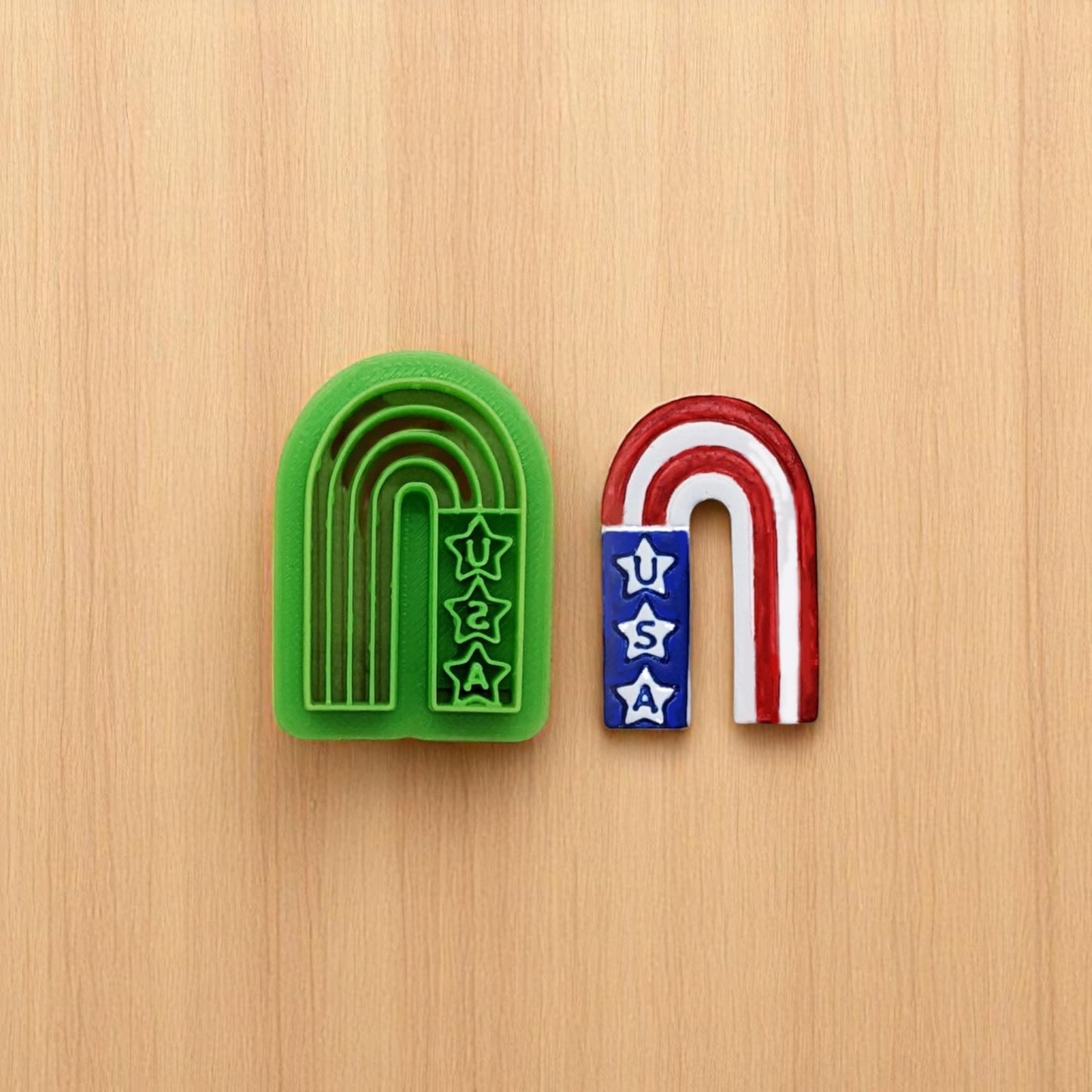 USA Stars & Stripes Freedom Rainbow Cookie Cutter - Ideal for Ceramics, Pottery, Cookies, Polymer Clay, Fondant, and More