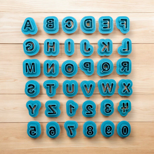 Rounded Font Alphabets & Numbers, 36 Piece Cookie Cutter Set: Ideal for Cookies, Ceramics, Pottery, Polymer Clay, and Fondant