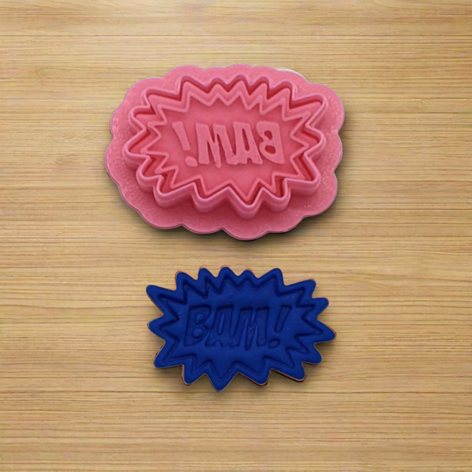 Superhero Comic Book BAM! Bubble Stamp & Cutter Set for Cookies, Ceramics, Pottery, Polymer Clay, Fondant - Multi-Medium Craft & Baking Tool