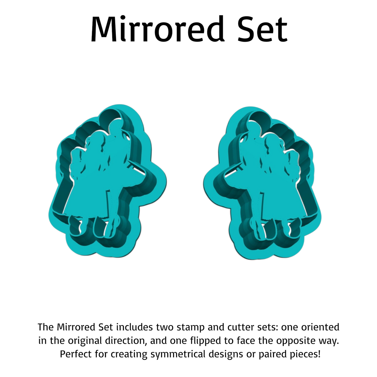 Mirrored Ballerina and Clara Nutcracker Ballet cookie cutter and stamp sets for polymer clay earrings, cookies, fondant and crafts