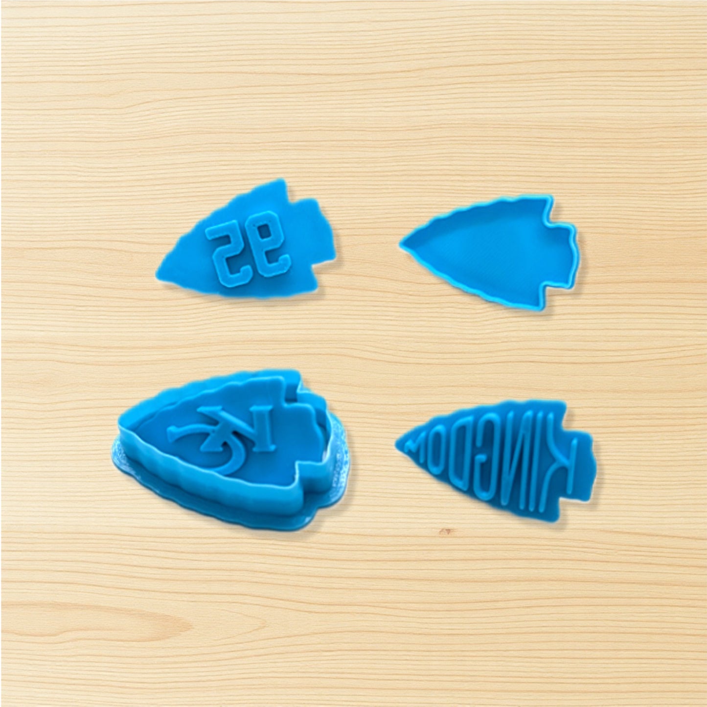Kansas City Arrowhead Cutter with KC, Kingdom, Jersey Numbers Embossing Stamp Options for Cookies, Ceramics, Pottery, Polymer Clay, Fondant - Multi-Medium Craft & Baking Tool