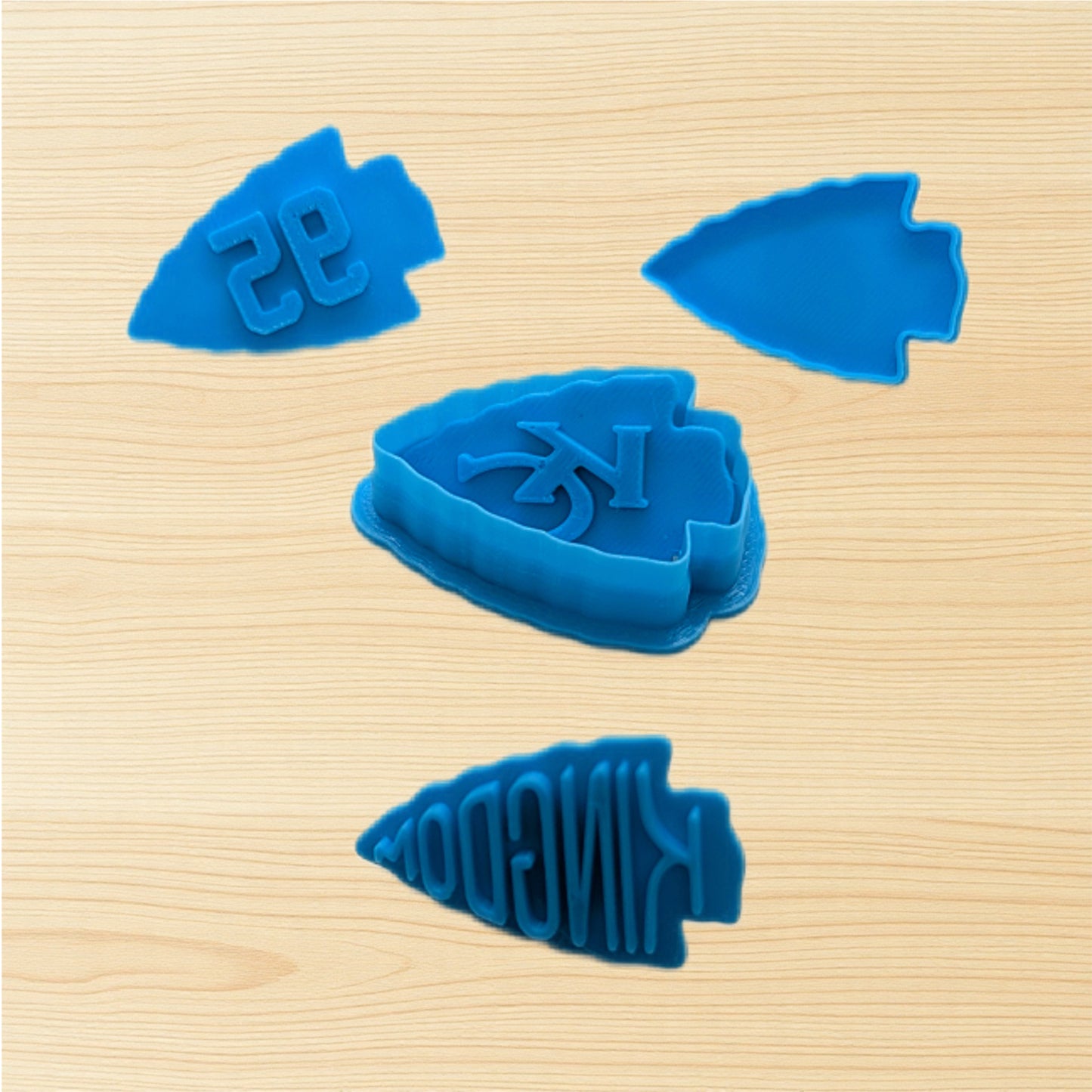 Kansas City Arrowhead Cutter with KC, Kingdom, Jersey Numbers Embossing Stamp Options for Cookies, Ceramics, Pottery, Polymer Clay, Fondant - Multi-Medium Craft & Baking Tool