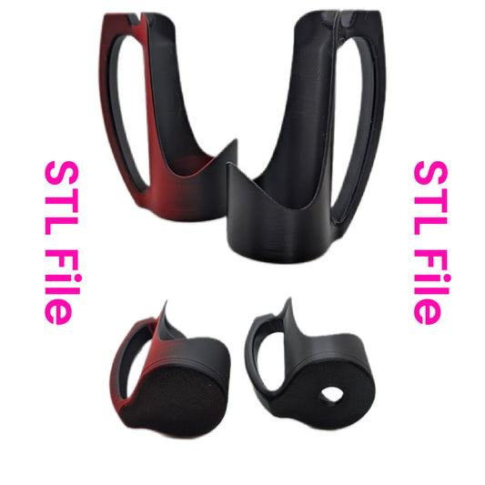 Black and red 3D-printable 12oz Slim can holder handle with 'STL File' text on a white background